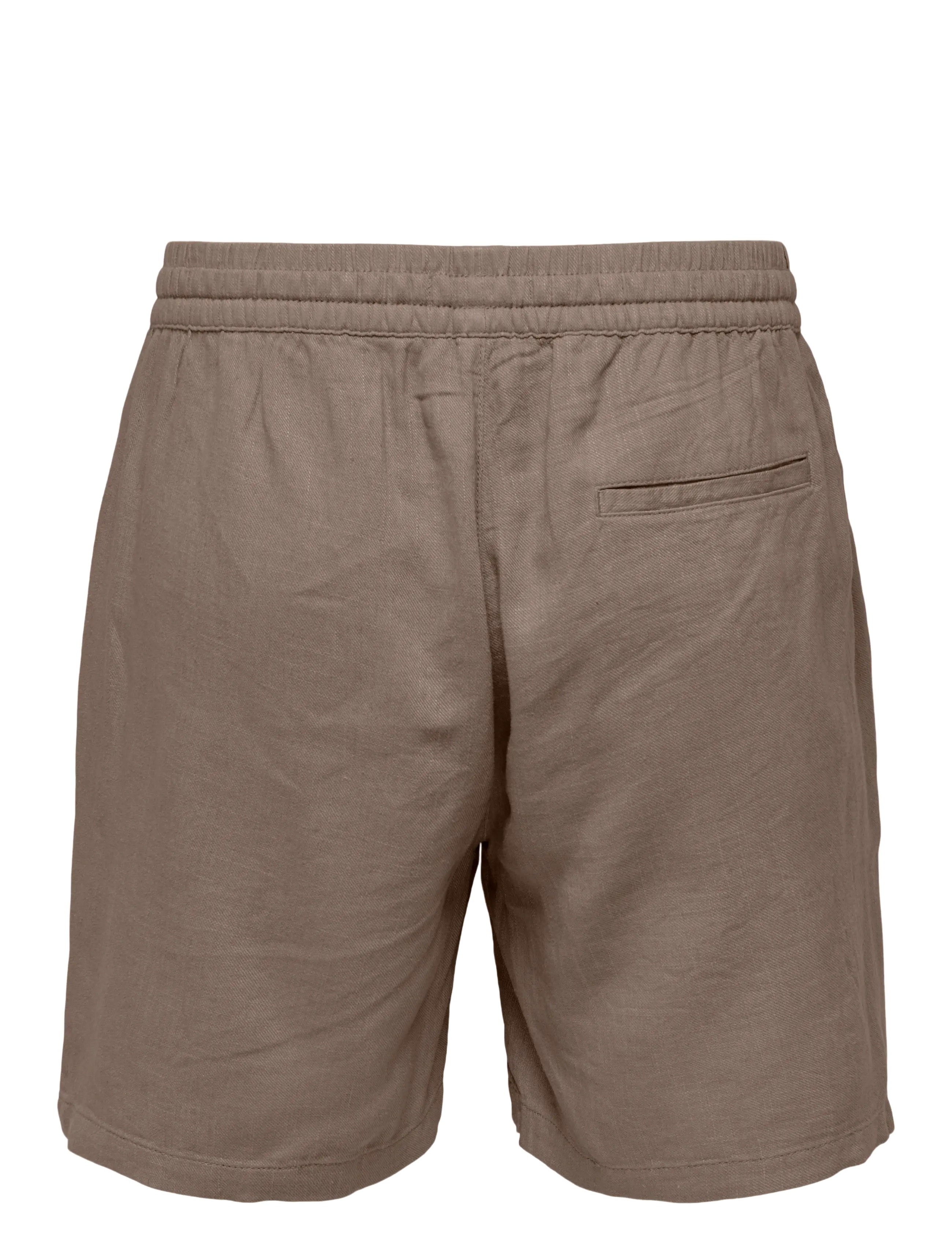 ONLY & SONS - ONSTEL VISC LIN SHORTS 0075 CS - leinen-shorts - fossil - 1