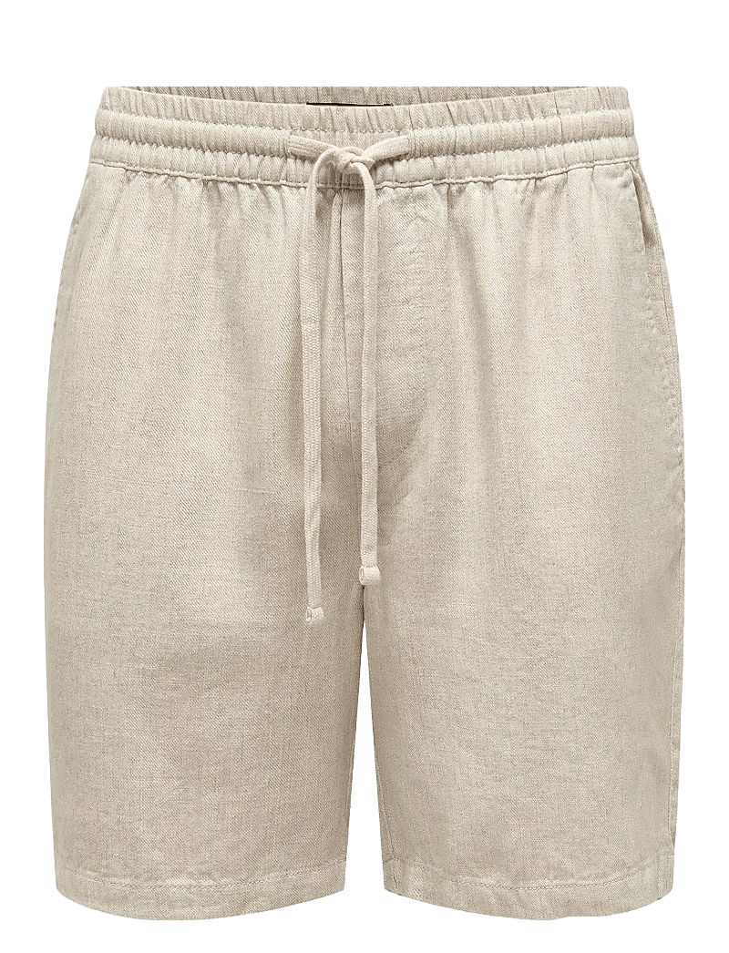 ONLY & SONS - ONSTEL VISC LIN SHORTS 0075 CS - hørshorts - oatmeal - 0