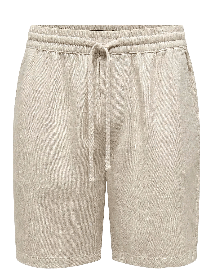 ONLY & SONS - ONSTEL VISC LIN SHORTS 0075 CS - linneshorts - oatmeal - 0