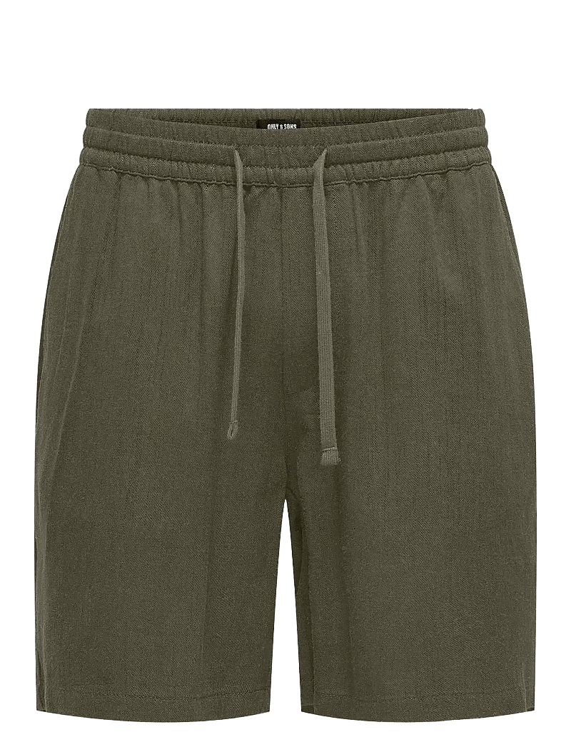 ONLY & SONS - ONSTEL VISC LIN SHORTS 0075 CS - leinen-shorts - olive night - 0