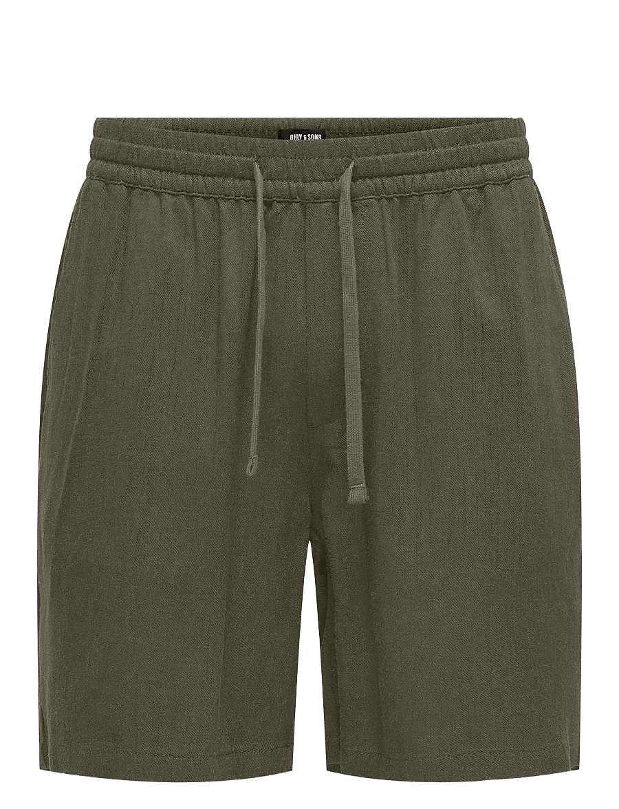 ONLY & SONS - ONSTEL VISC LIN SHORTS 0075 CS - linased lühikesed püksid - olive night - 0