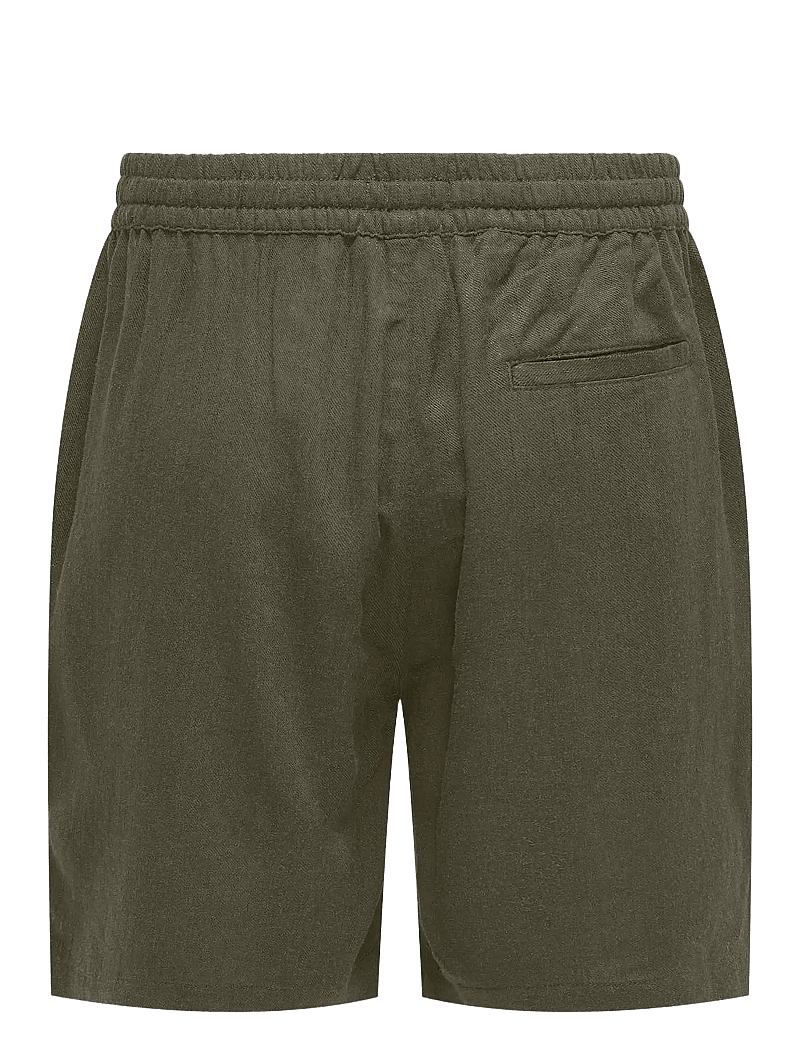ONLY & SONS - ONSTEL VISC LIN SHORTS 0075 CS - leinen-shorts - olive night - 1