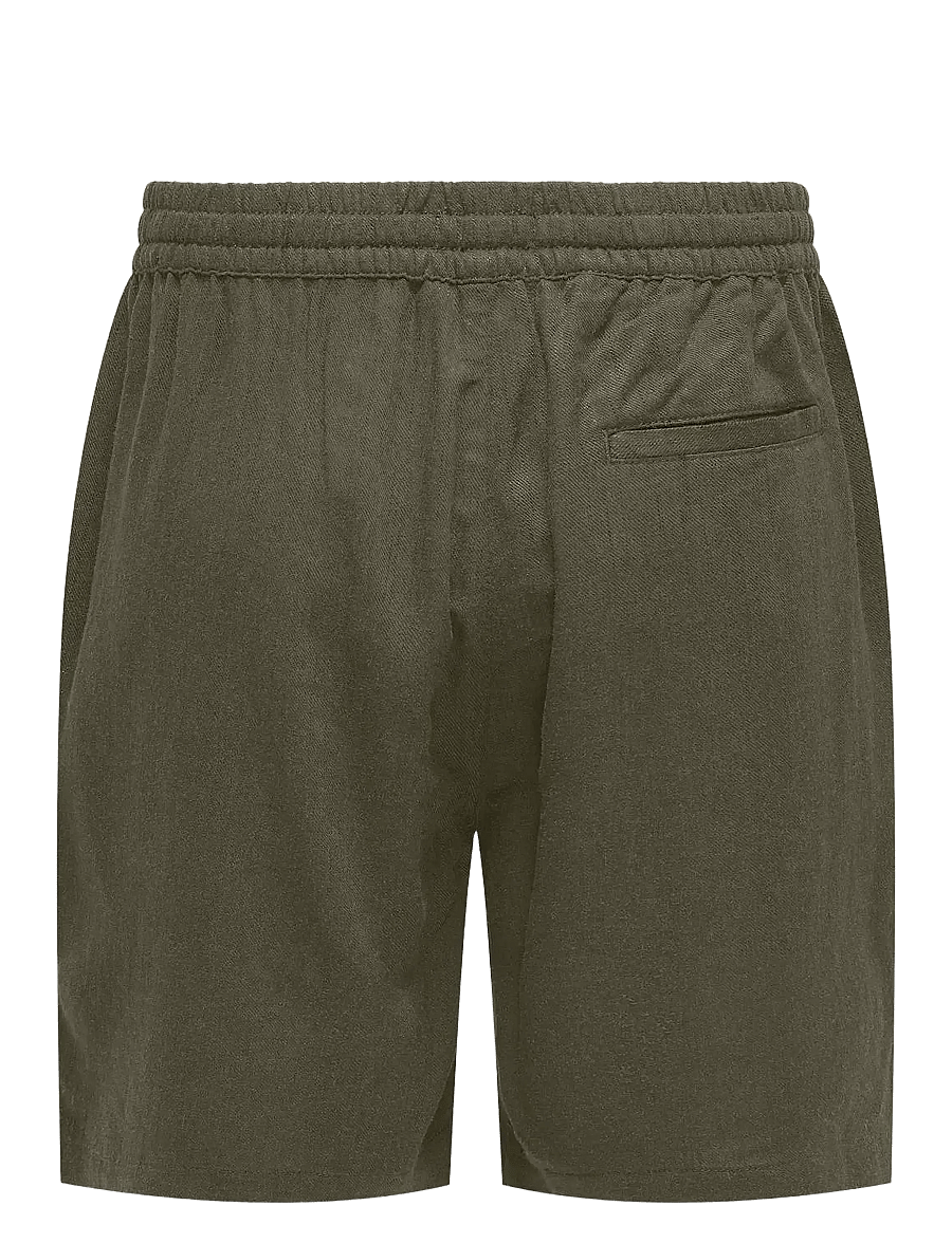ONLY & SONS - ONSTEL VISC LIN SHORTS 0075 CS - linased lühikesed püksid - olive night - 1