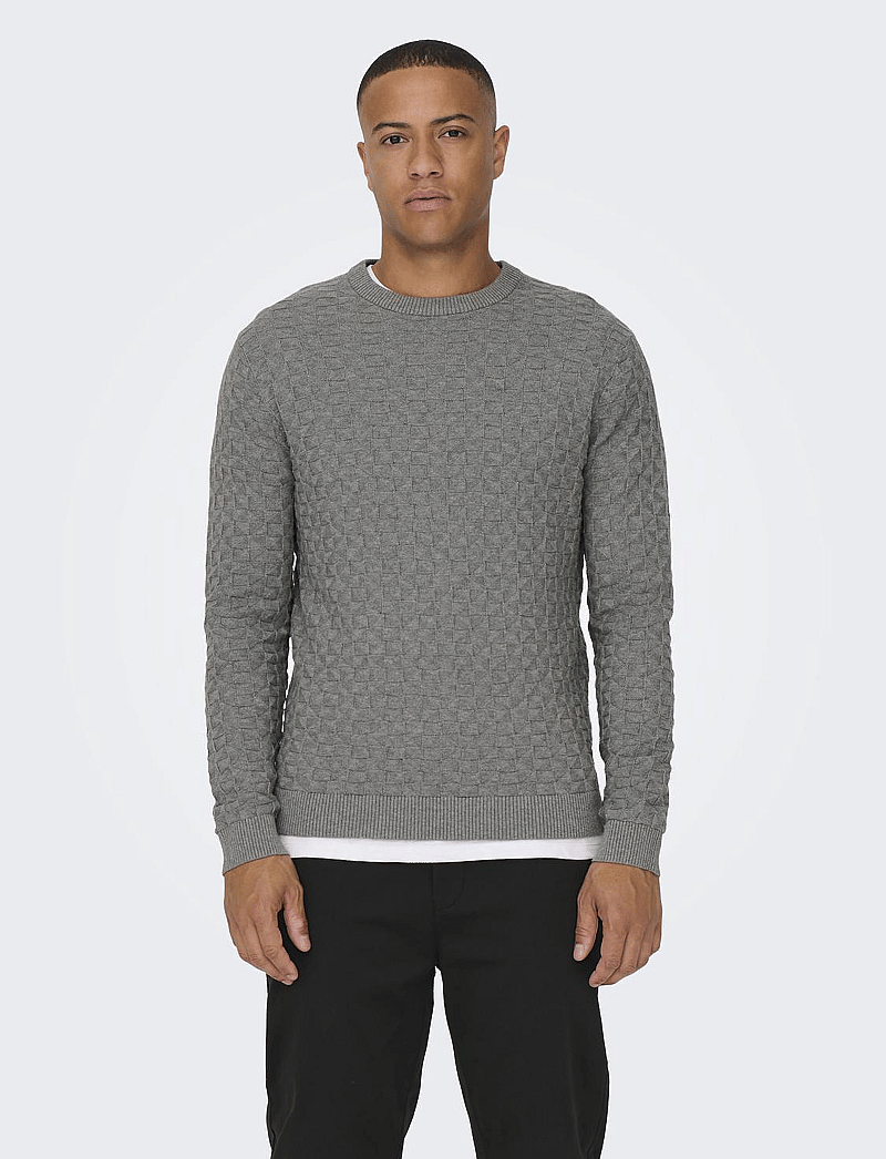 ONLY & SONS Herren Pullover - Slim Fit Mit Diamant-Muster