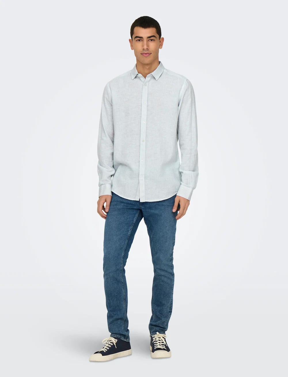 ONLY & SONS - ONSCAIDEN LS STRIPE LINEN SHIRT 6601NOOS - gestreifte hemden - cashmere blue - 4