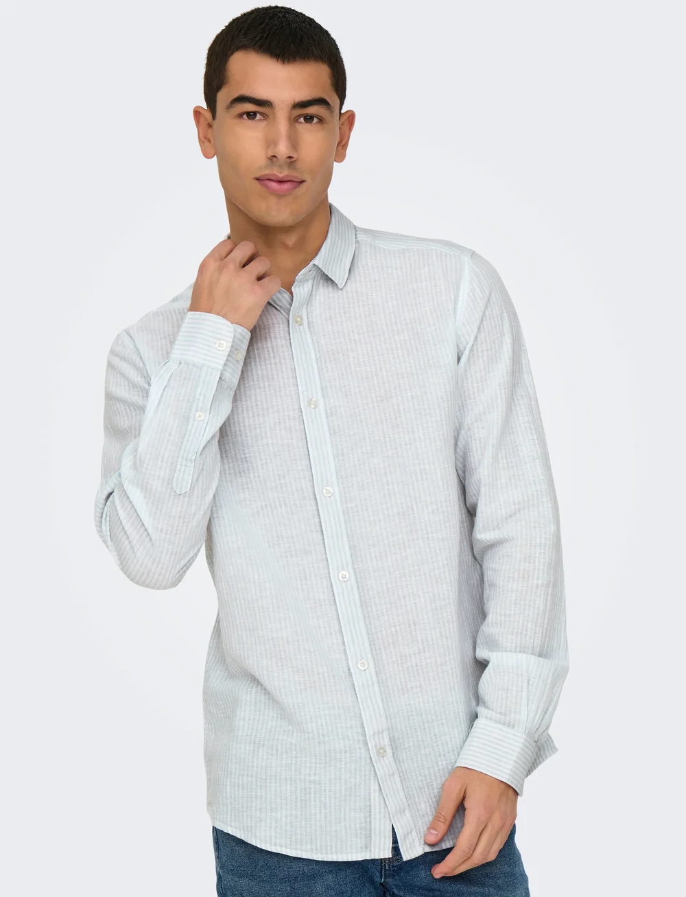 ONLY & SONS - ONSCAIDEN LS STRIPE LINEN SHIRT 6601NOOS - gestreifte hemden - cashmere blue - 5