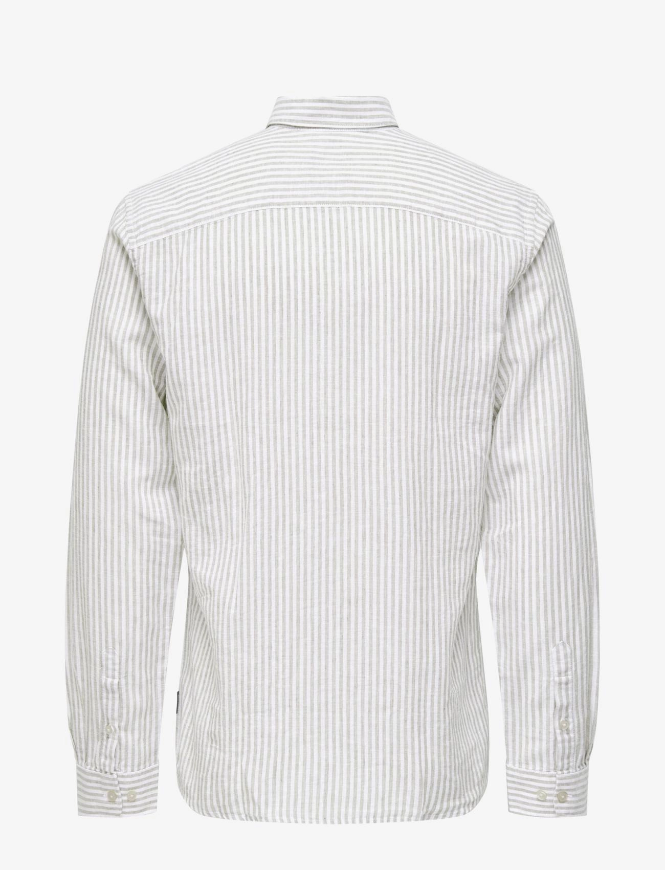 ONLY & SONS - ONSCAIDEN LIFE LS STRIPE LINEN NOOS - stribede skjorter - chinchilla - 2