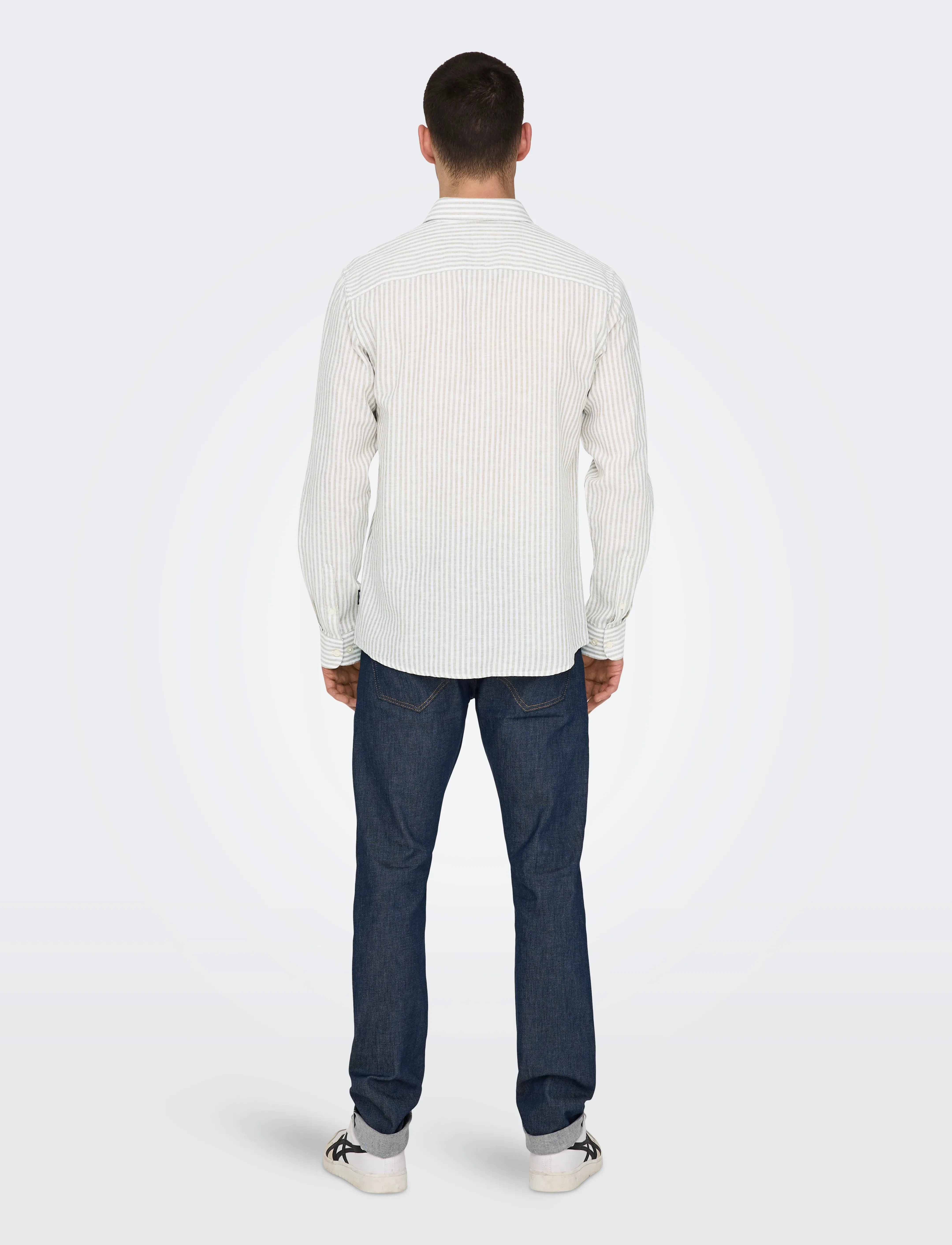 ONLY & SONS - ONSCAIDEN LIFE LS STRIPE LINEN NOOS - stribede skjorter - chinchilla - 3