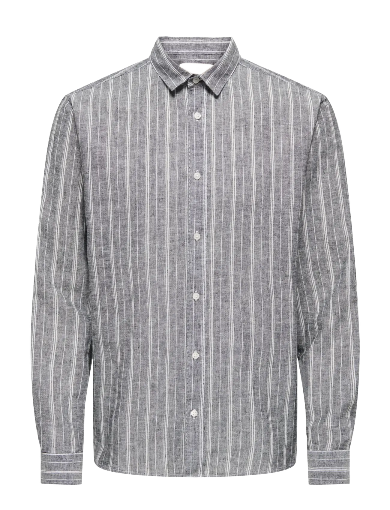 ONLY & SONS ONSCAIDEN LIFE LS STRIPE LINEN NOOS - ONLY & SONS - DARK SAPPHIRE / grey