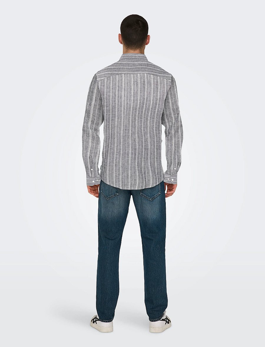 ONLY & SONS - ONSCAIDEN LS STRIPE LINEN SHIRT 6601NOOS - gestreifte hemden - dark sapphire - 3