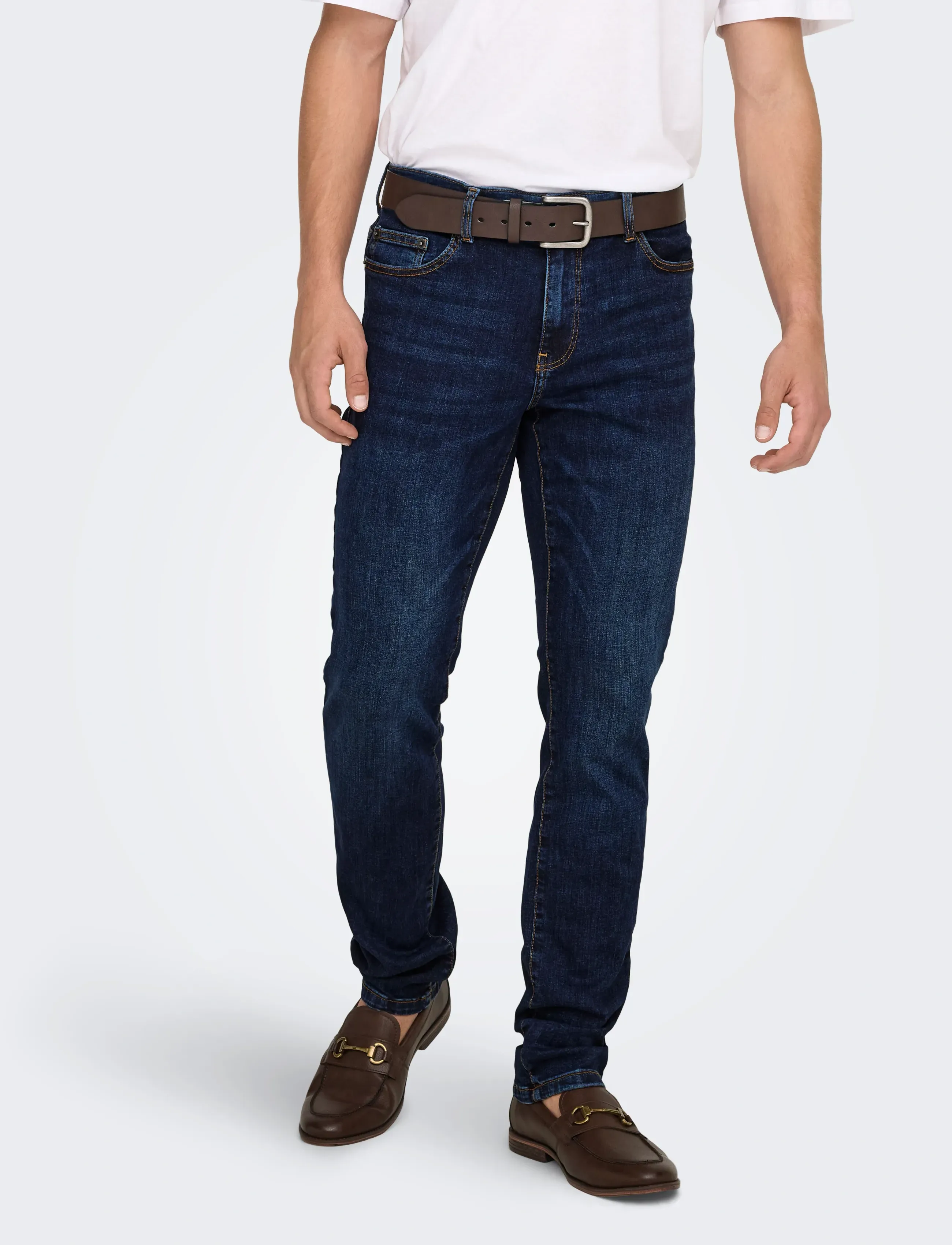 ONLY & SONS ONSLOOM SLIM DB 6749 MAT DNM NOOS - Kitsad teksad - DARK BLUE DENIM / blue