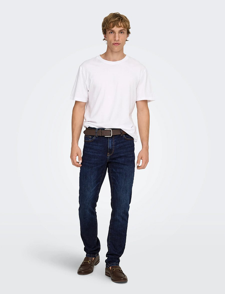 ONLY & SONS - ONSLOOM SLIM DB 6749 MAT DNM NOOS - slim fit jeans - dark blue denim - 4