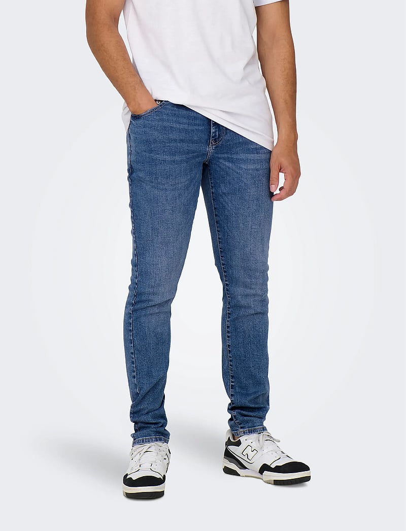 ONLY & SONS - ONSLOOM SLIM MB 6756 MAT DNM NOOS - kitsad teksad - medium blue denim - 0