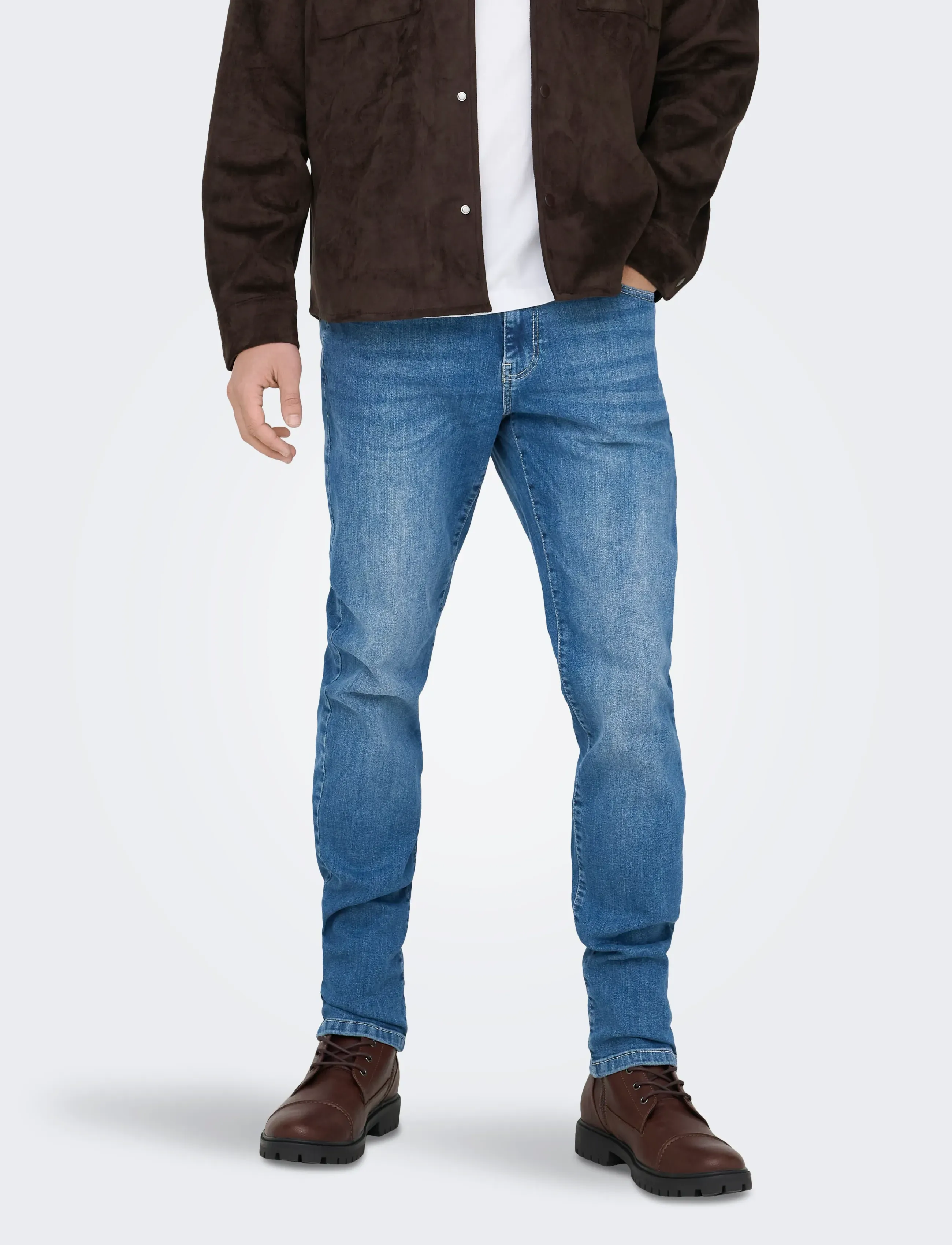 ONLY & SONS ONSLOOM SLIM MB 6756 MAT DNM NOOS - Looks for less - MEDIUM BLUE DENIM / blue