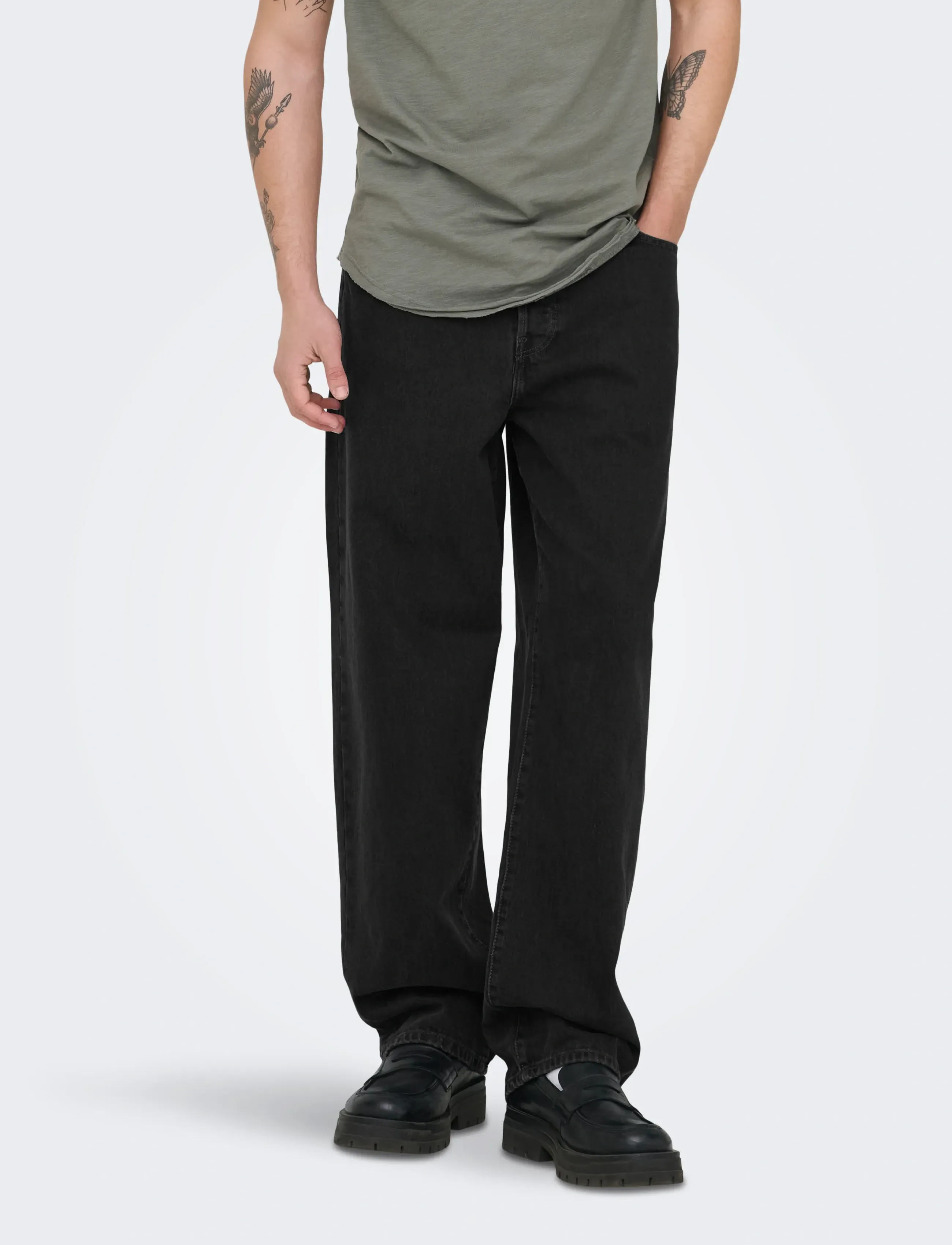 ONLY & SONS ONSFADE LOOSE WB 6778 TAI DNM NOOS - Kollektionen - WASHED BLACK / black