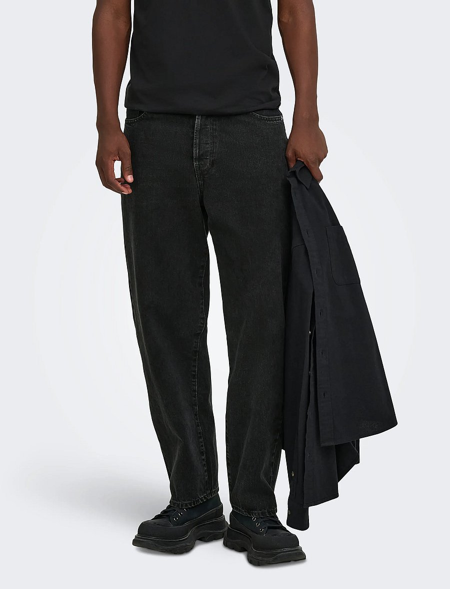 ONLY & SONS - ONSFADE LOOSE WB 6778 TAI DNM NOOS - weite jeans - washed black - 0