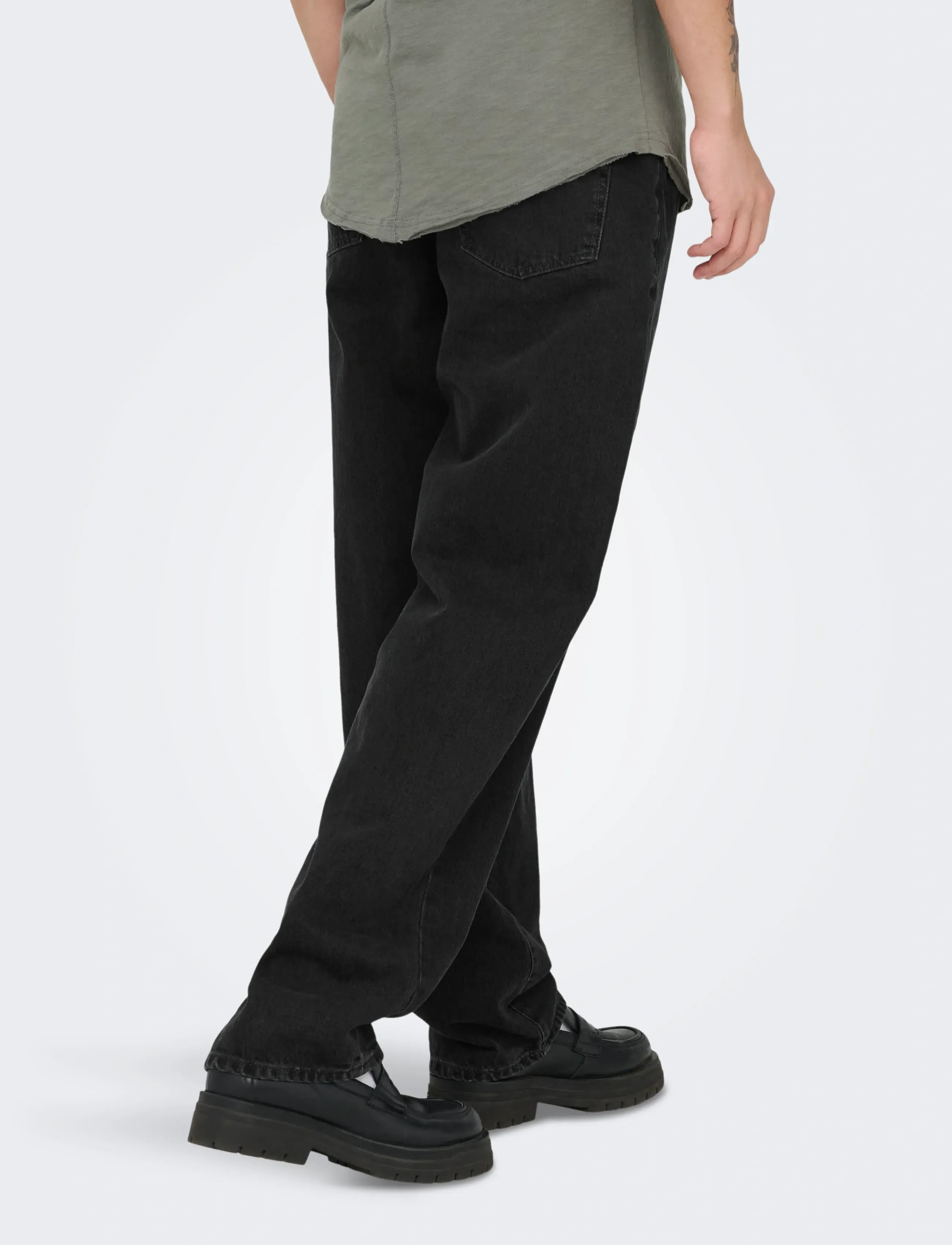 ONLY & SONS ONSFADE LOOSE WB 6778 TAI DNM NOOS - Tänavastiil - WASHED BLACK / black