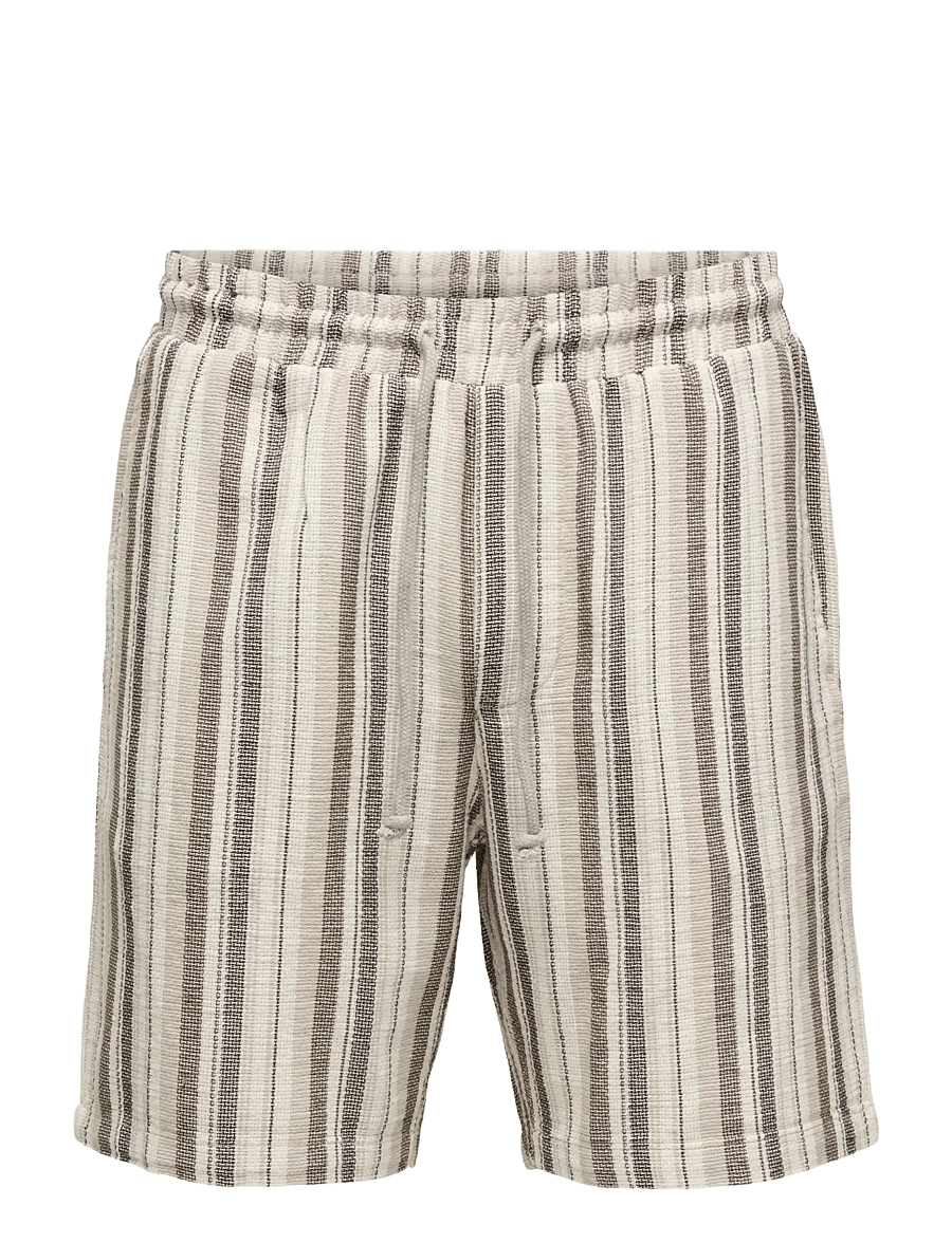 ONLY & SONS - ONSTREV LIFE REG STRU STRIPE SHORTS NOOS - freizeitshorts - gardenia - 1