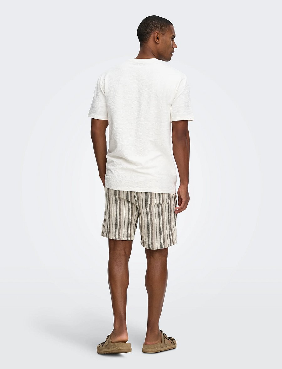ONLY & SONS - ONSTREV LIFE REG STRU STRIPE SHORTS NOOS - freizeitshorts - gardenia - 3