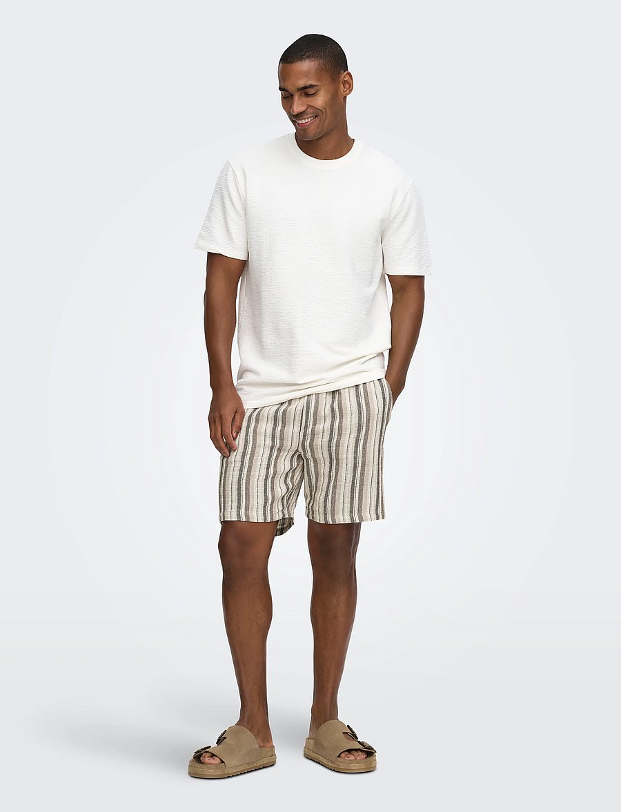 ONLY & SONS - ONSTREV LIFE REG STRU STRIPE SHORTS NOOS - freizeitshorts - gardenia - 4