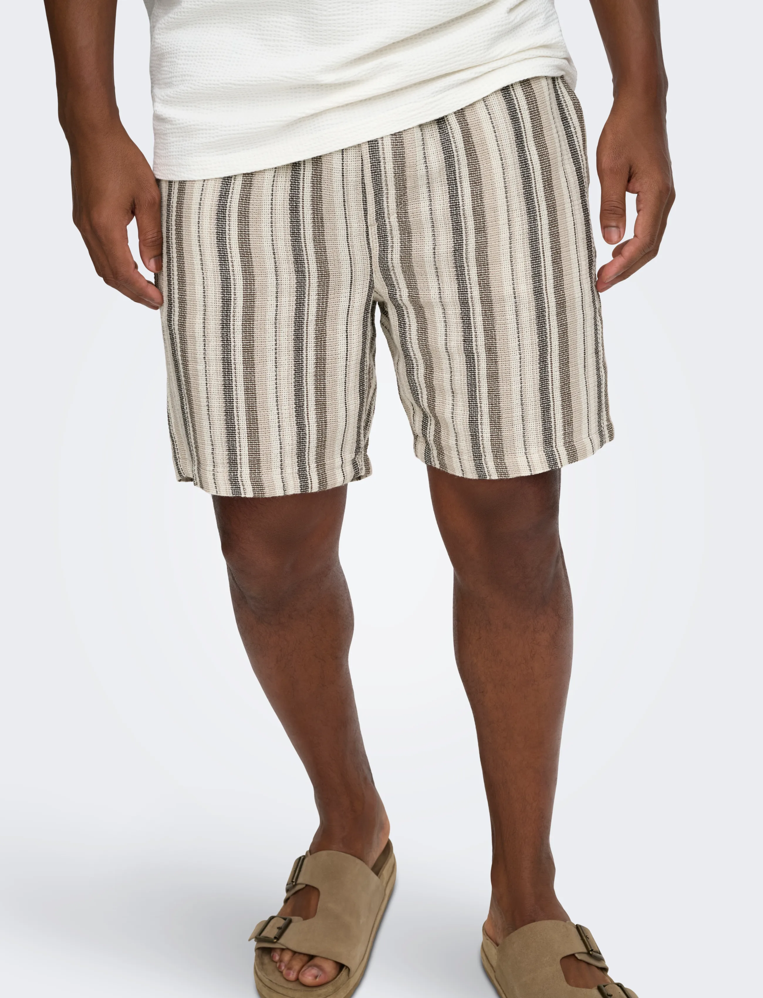 ONLY & SONS Onstrev Life Reg Struc Stripe Shorts herr – bild 6