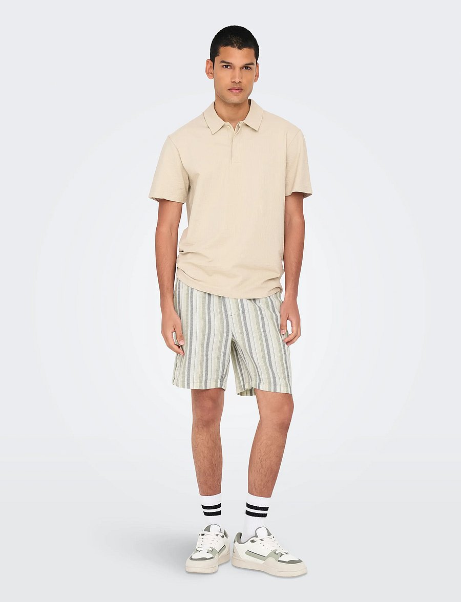 ONLY & SONS - ONSTREV LIFE REG STRU STRIPE SHORTS NOOS - freizeitshorts - seagrass - 4