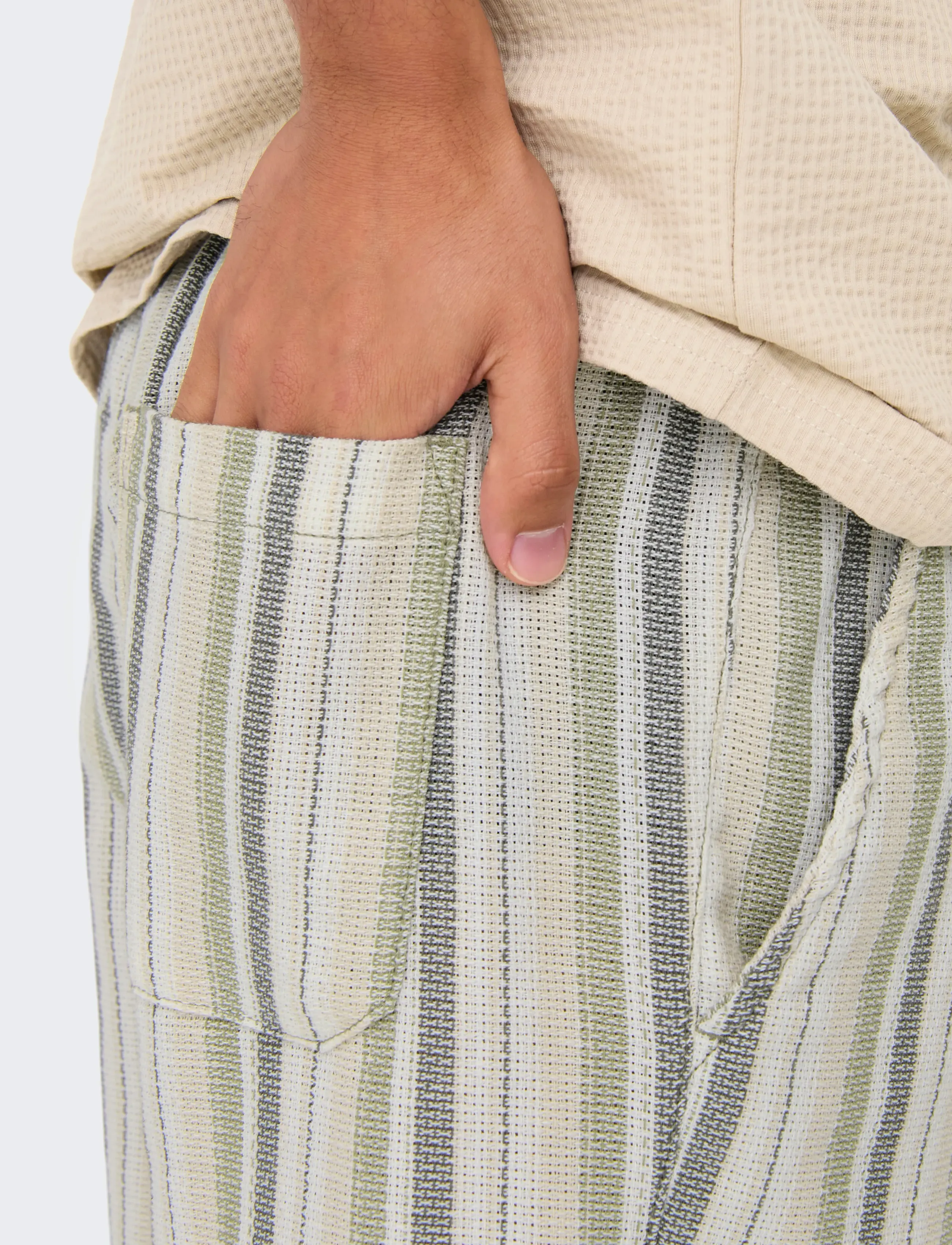 ONLY & SONS Onstrev Life Reg Struc Stripe Shorts herr – bild 5