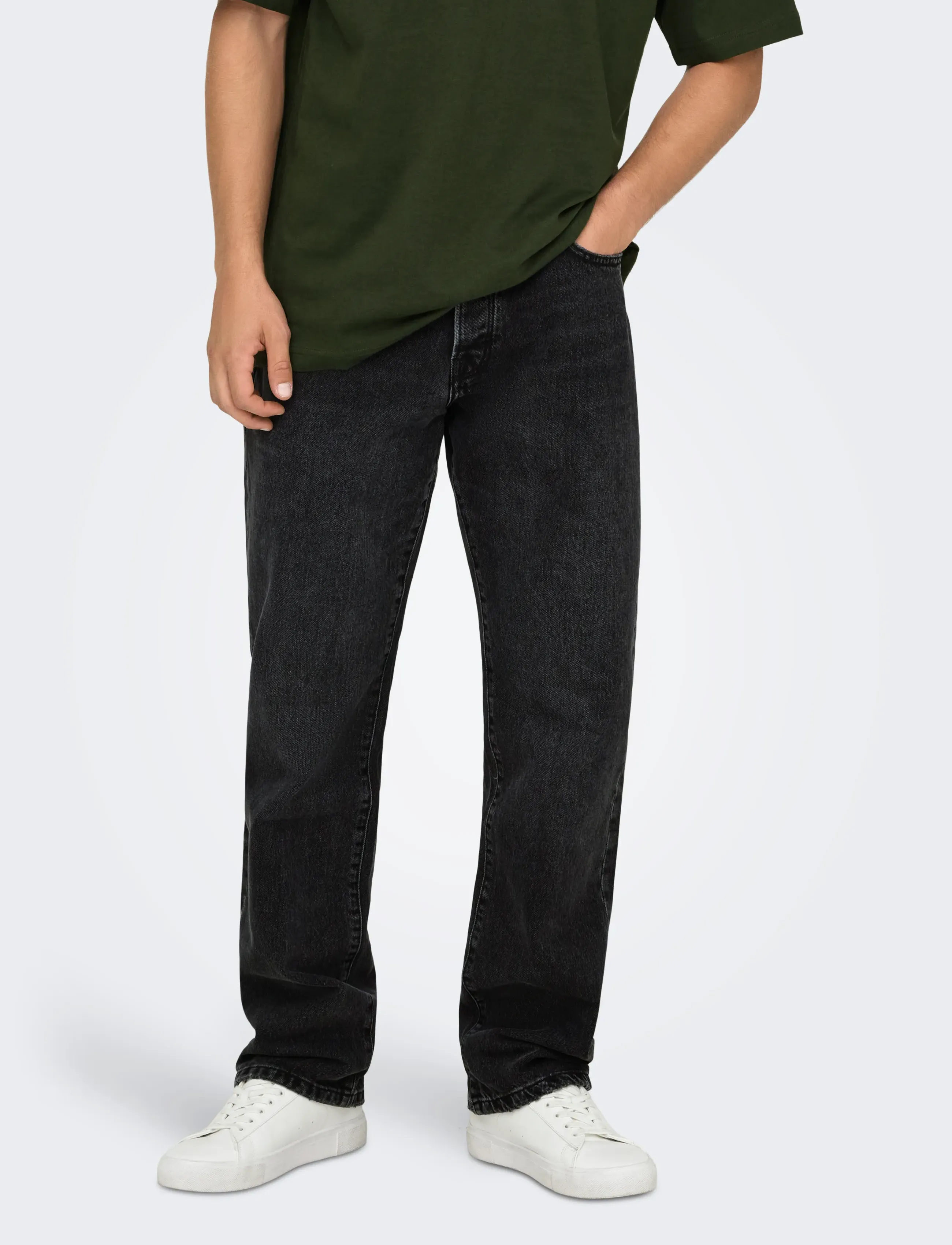 ONLY & SONS - ONSEDGE STRAIGHT BLACK 6985 TAI DNM NOOS - regular jeans - black denim - 0