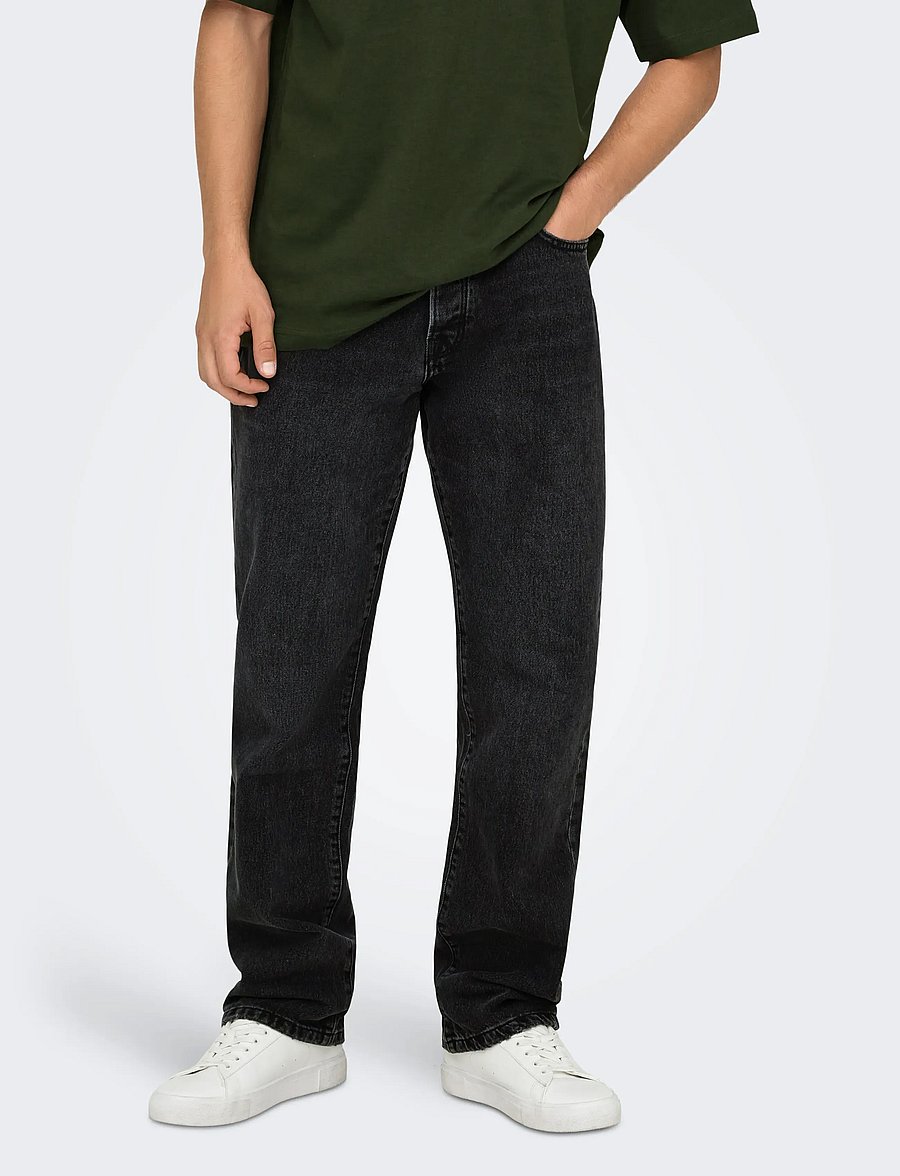 ONLY & SONS - ONSEDGE STRAIGHT BLACK 6985 TAI DNM NOOS - regular jeans - black denim - 0