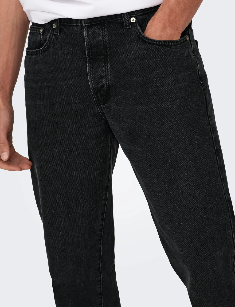 ONLY & SONS - ONSEDGE STRAIGHT BLACK 6985 TAI DNM NOOS - regular jeans - black denim - 4