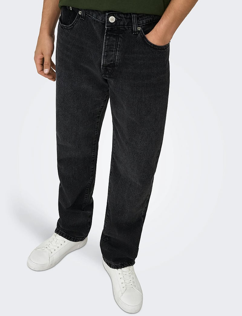 ONLY & SONS - ONSEDGE STRAIGHT BLACK 6985 TAI DNM NOOS - regular jeans - black denim - 4