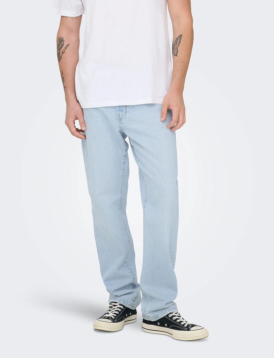 ONLY & SONS - ONSEDGE STRAIGHT LB 6986 TAI DNM NOOS - weite jeans - light blue denim - 0