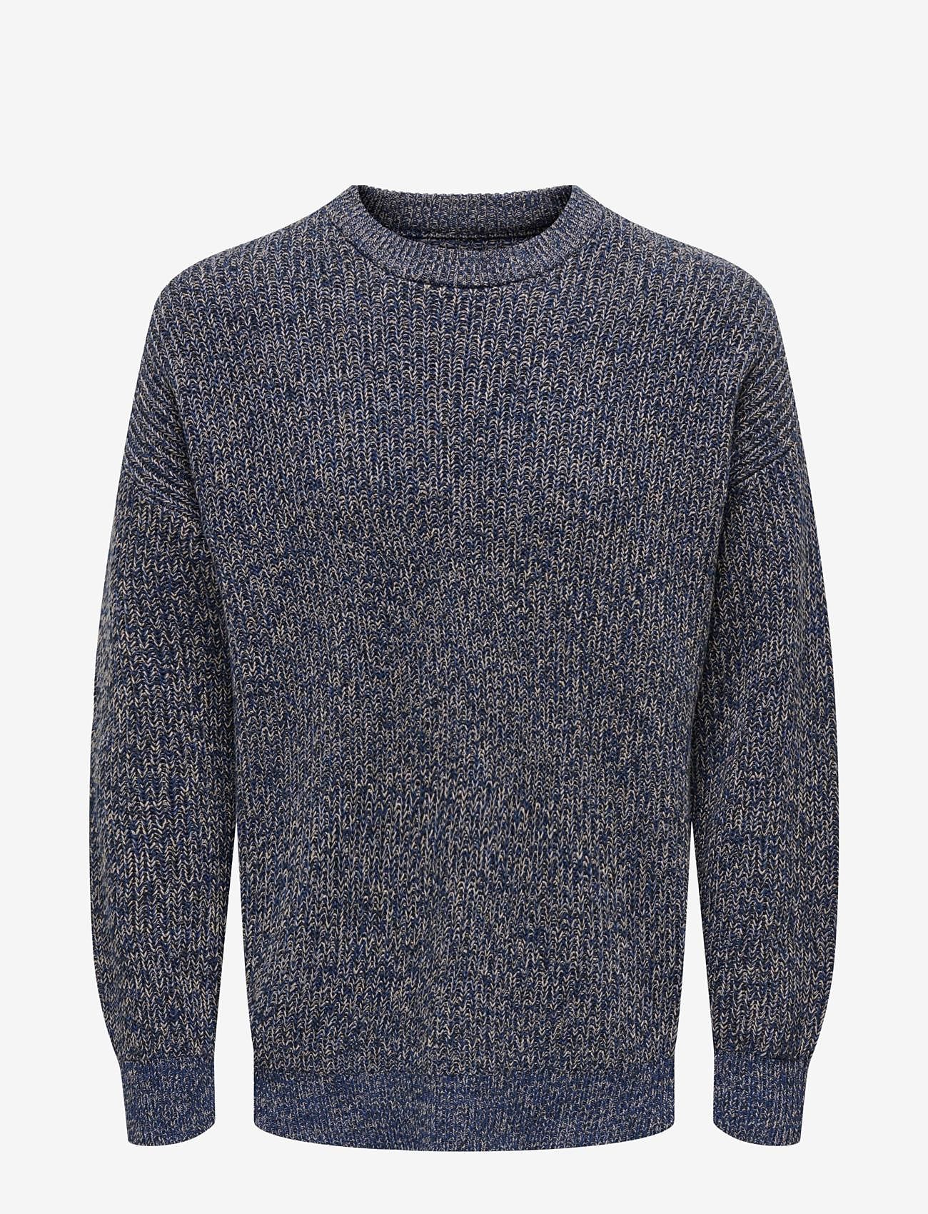 ONLY & SONS - ONSBART DS 7 STRUC CREW KNIT - knitted round necks - sodalite blue - 0