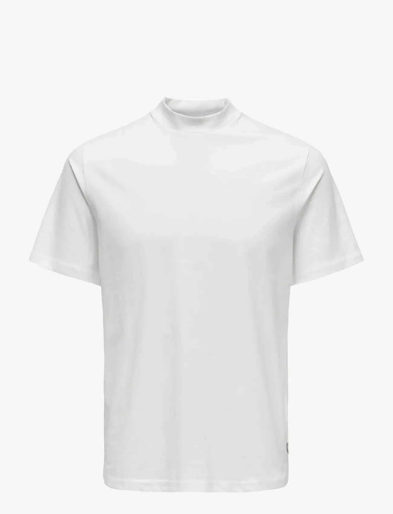 ONLY & SONS - ONSOTIS REG MOCK NECK TEE VD - short-sleeved t-shirts - bright white - 1