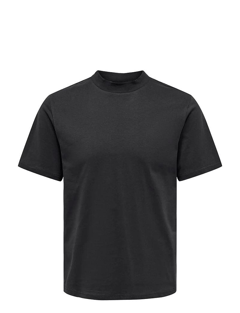 ONLY & SONS - ONSOTIS LIFE REG MOCK NECK TEE - kortærmede t-shirts - jet black - 1