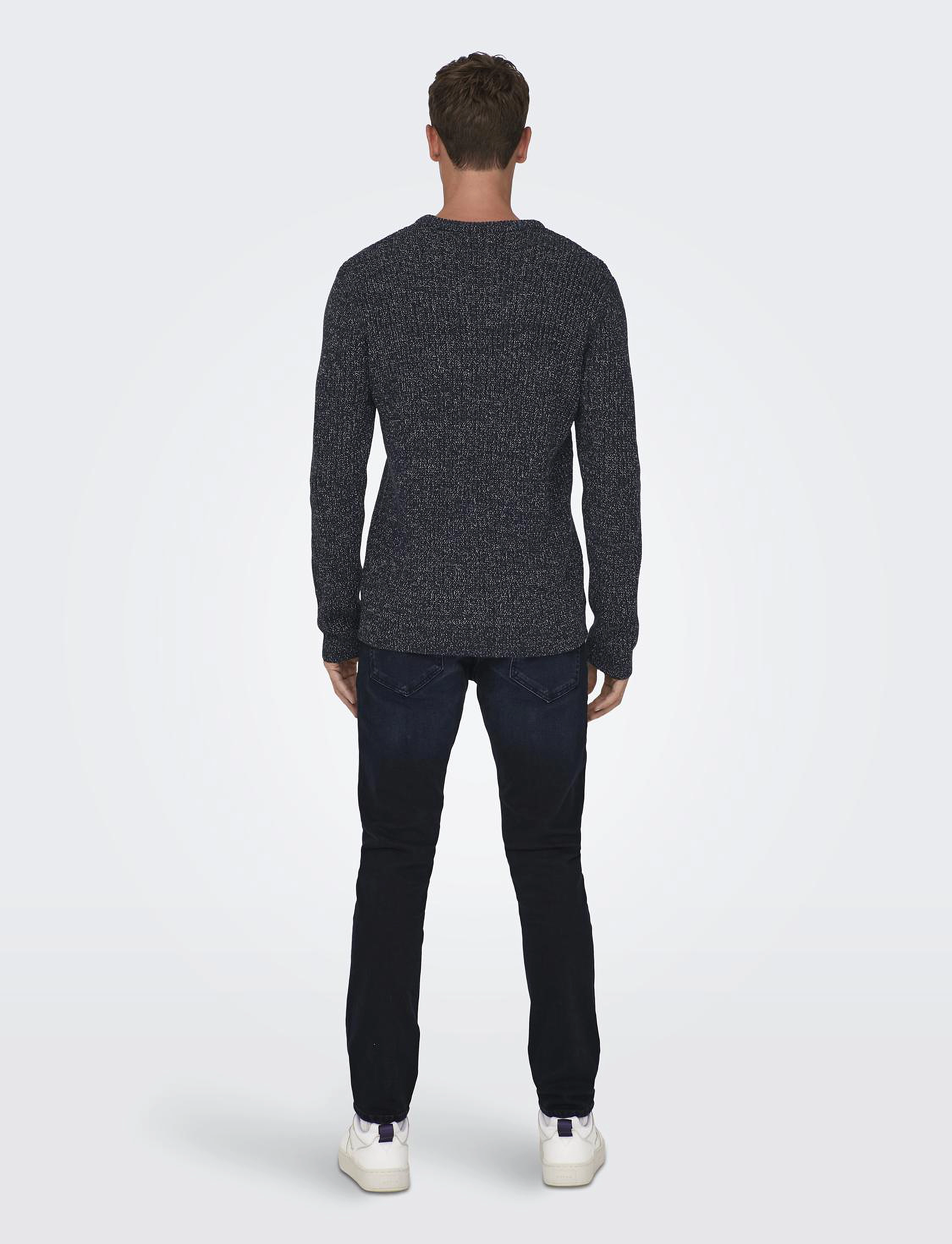 ONLY & SONS - ONSMALAKI REG 7 CREW KNIT CS - strickmode - dark navy - 3