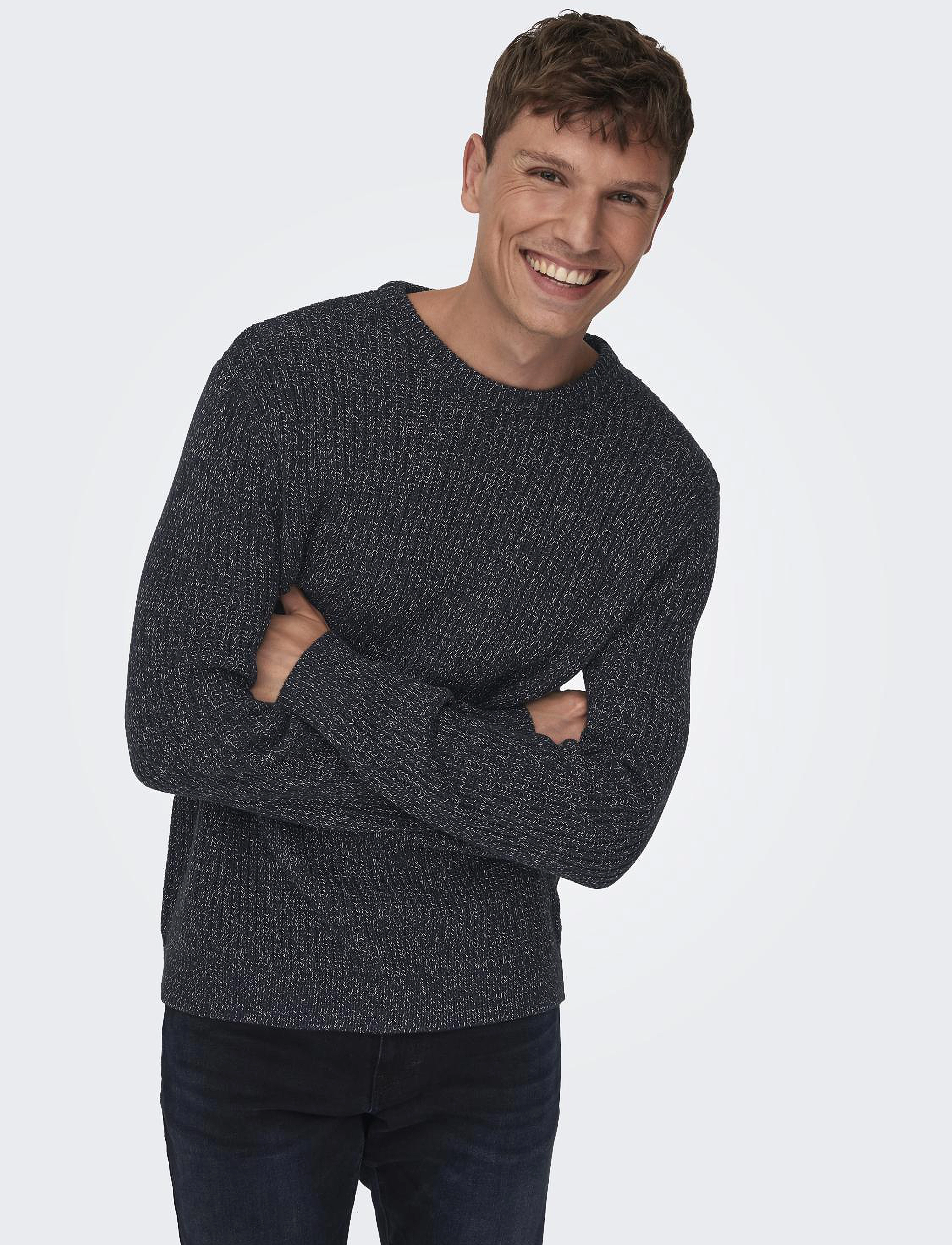 ONLY & SONS - ONSMALAKI REG 7 CREW KNIT CS - strickmode - dark navy - 4