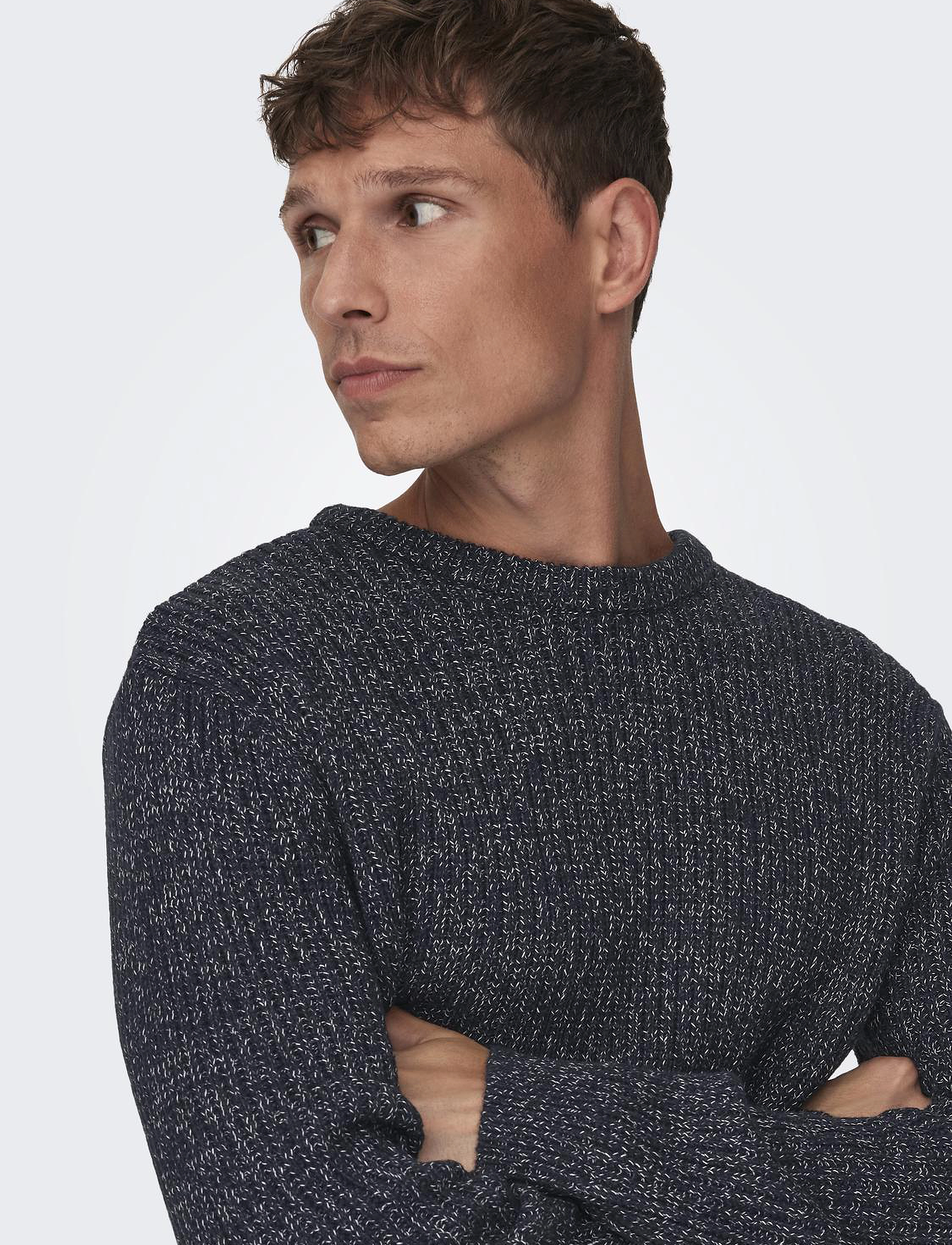 ONLY & SONS - ONSMALAKI REG 7 CREW KNIT CS - strickmode - dark navy - 5