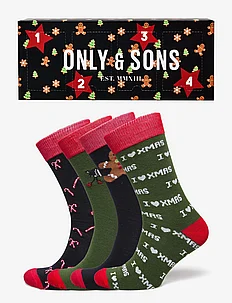 ONSX-MAS SOCK BOX 4-PACK, ONLY & SONS