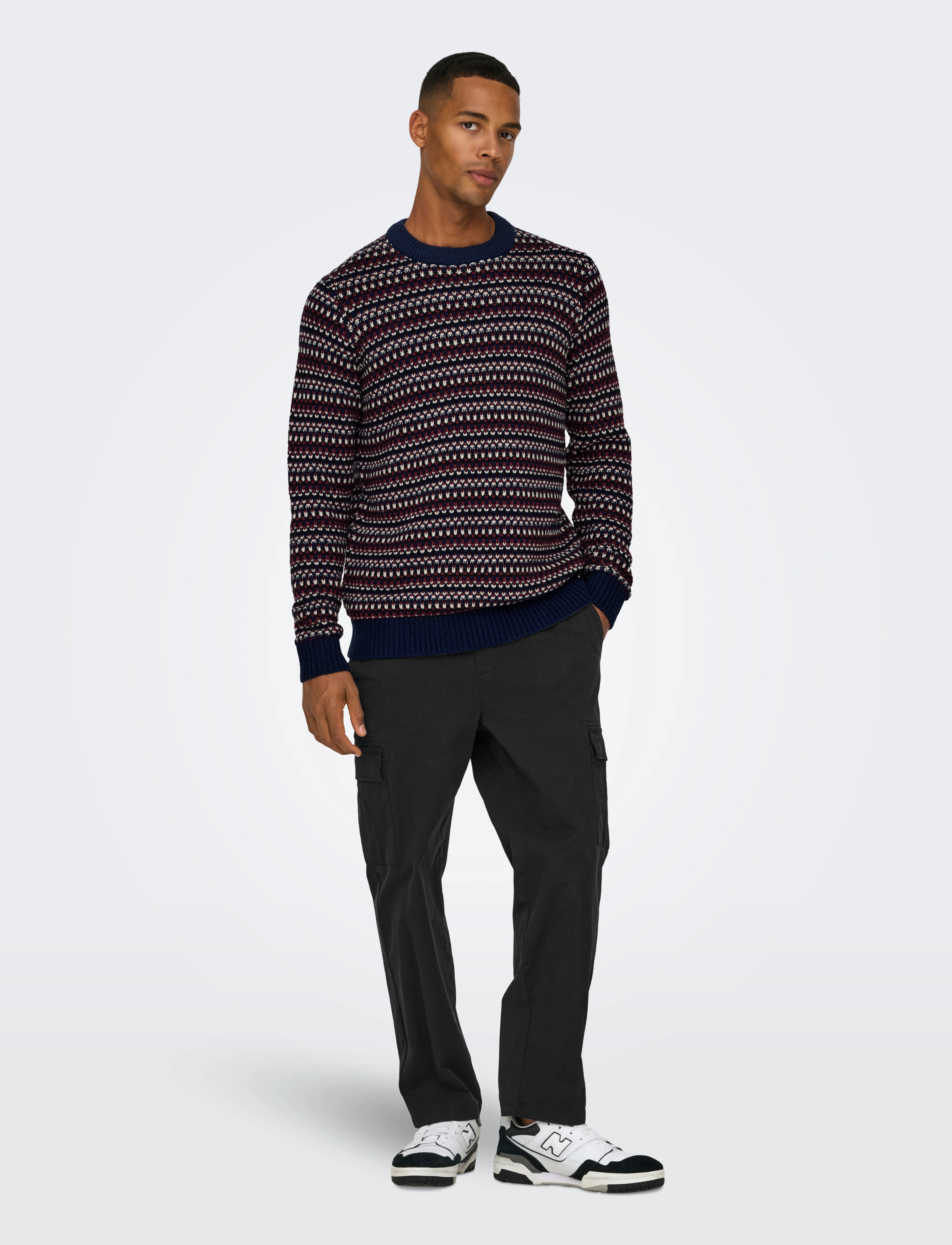 ONLY & SONS - ONSMUSA REG 3 STRUC CREW KNIT - navy blazer - 4
