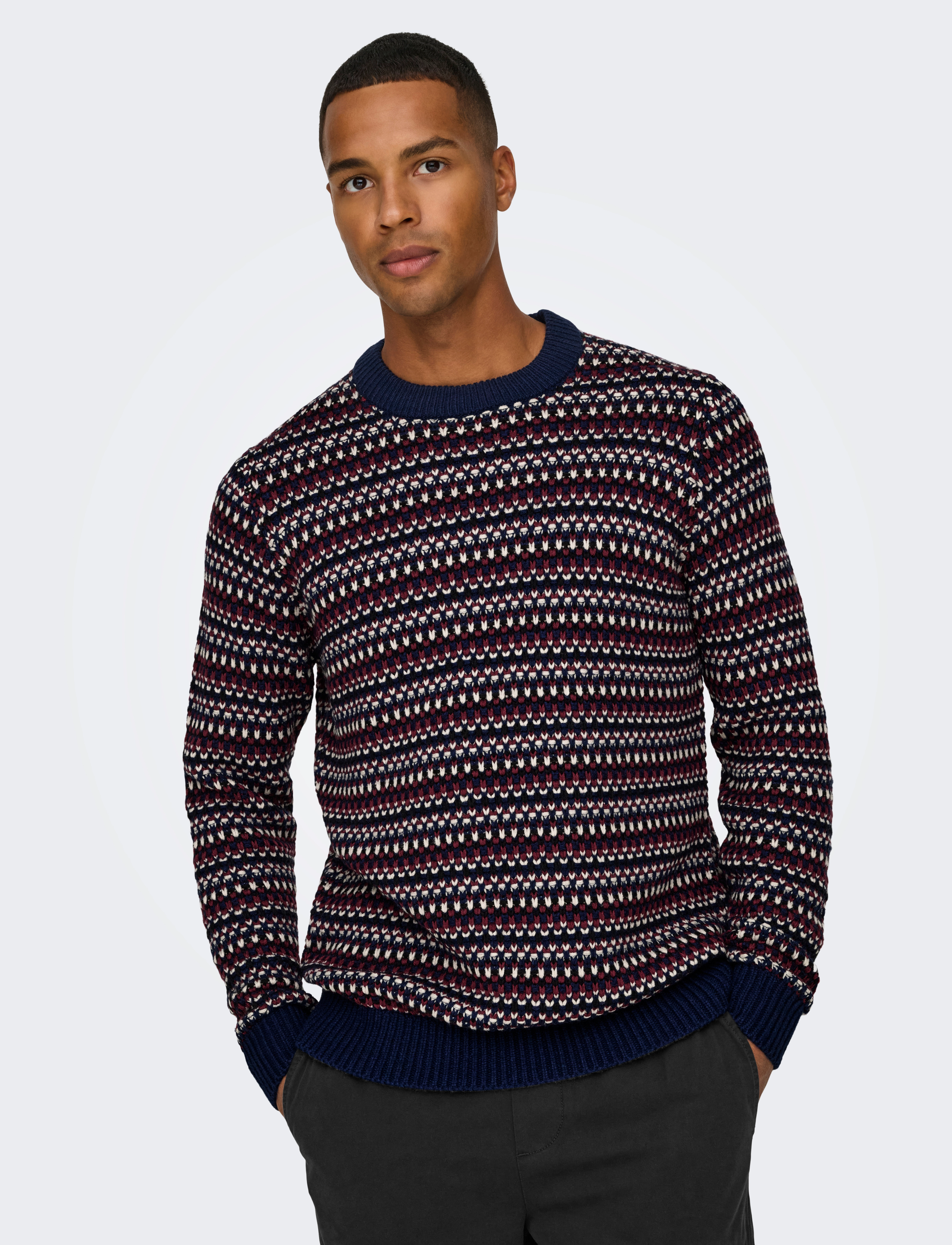 ONLY & SONS - ONSMUSA REG 3 STRUC CREW KNIT - navy blazer - 4