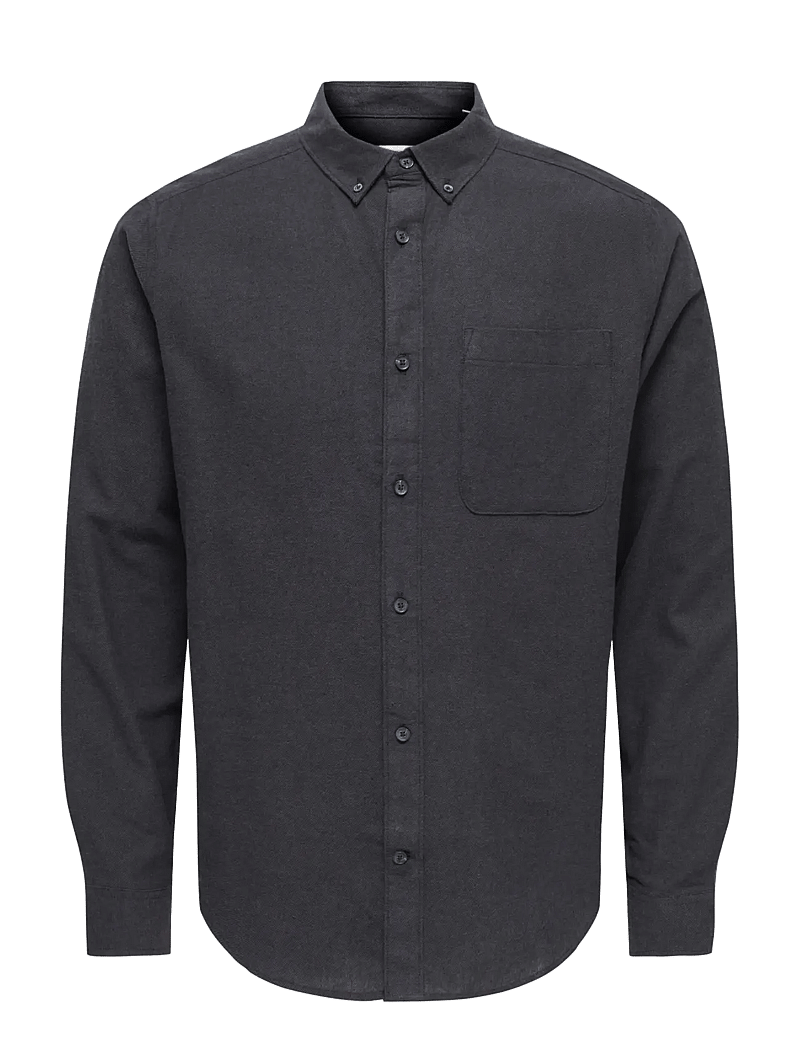ONLY & SONS - ONSGUDMUND SLIM 1-PKT SOLID SHIRT NOOS - casual shirts - black - 1