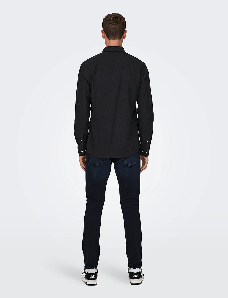 ONLY & SONS - ONSGUDMUND SLIM 1-PKT SOLID SHIRT NOOS - casual shirts - black - 3