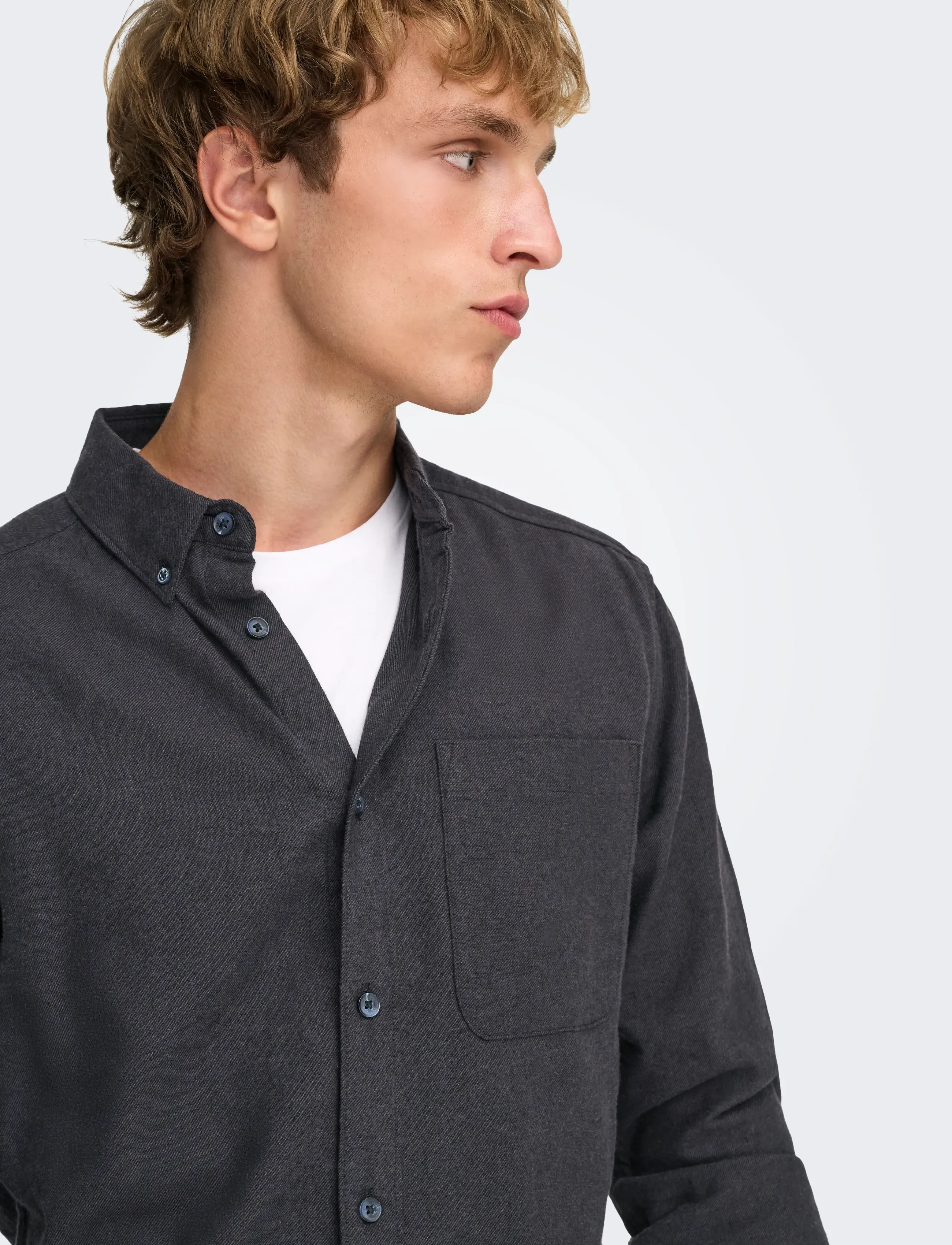 ONLY & SONS Onsgudmund Slim 1-Pkt Solid Shirt Noos casual skjortor herr – bild 5