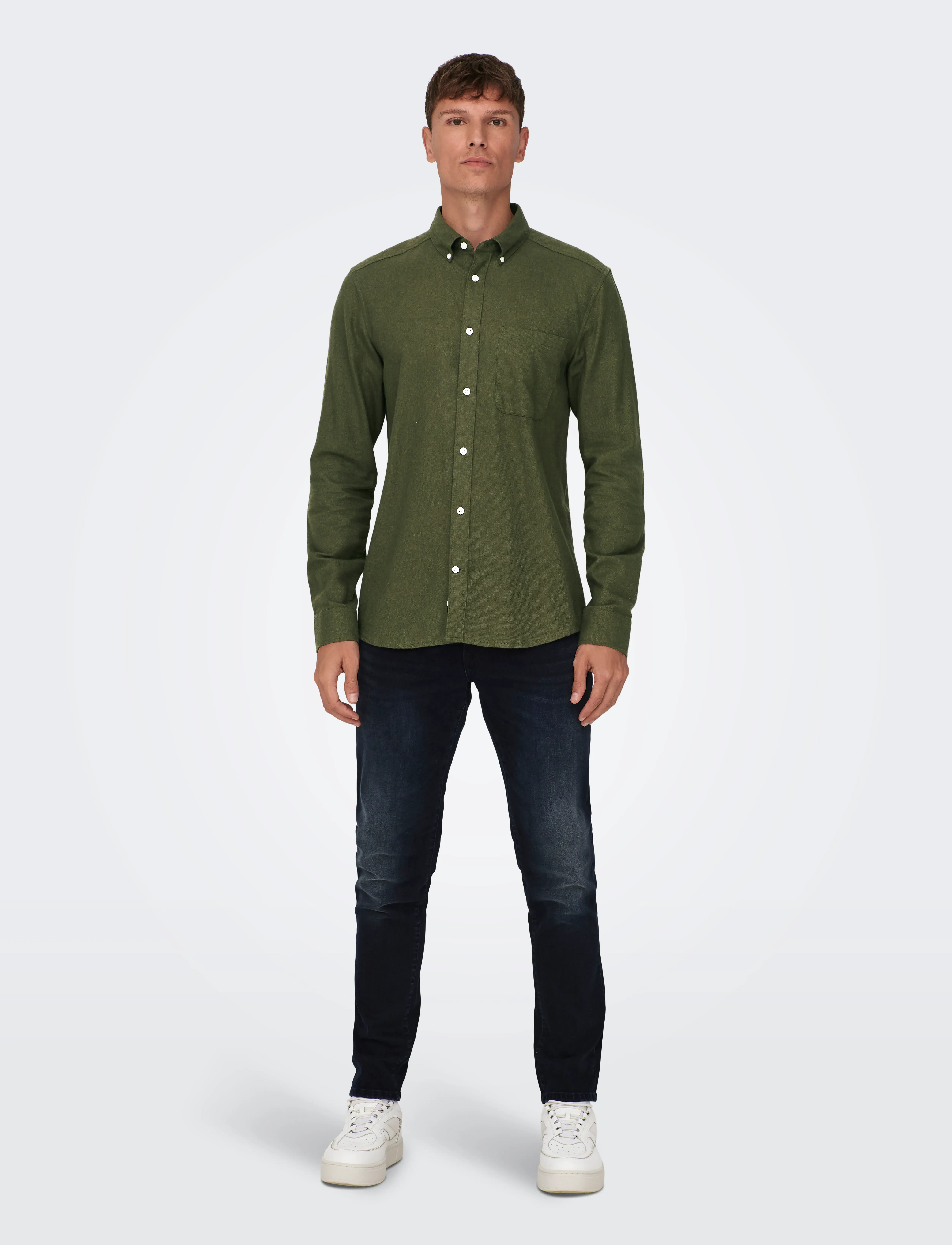 ONLY & SONS ONSGUDMUND SLIM 1-PKT SOLID SHIRT NOOS - Skjorter - FOREST NIGHT / khaki/green