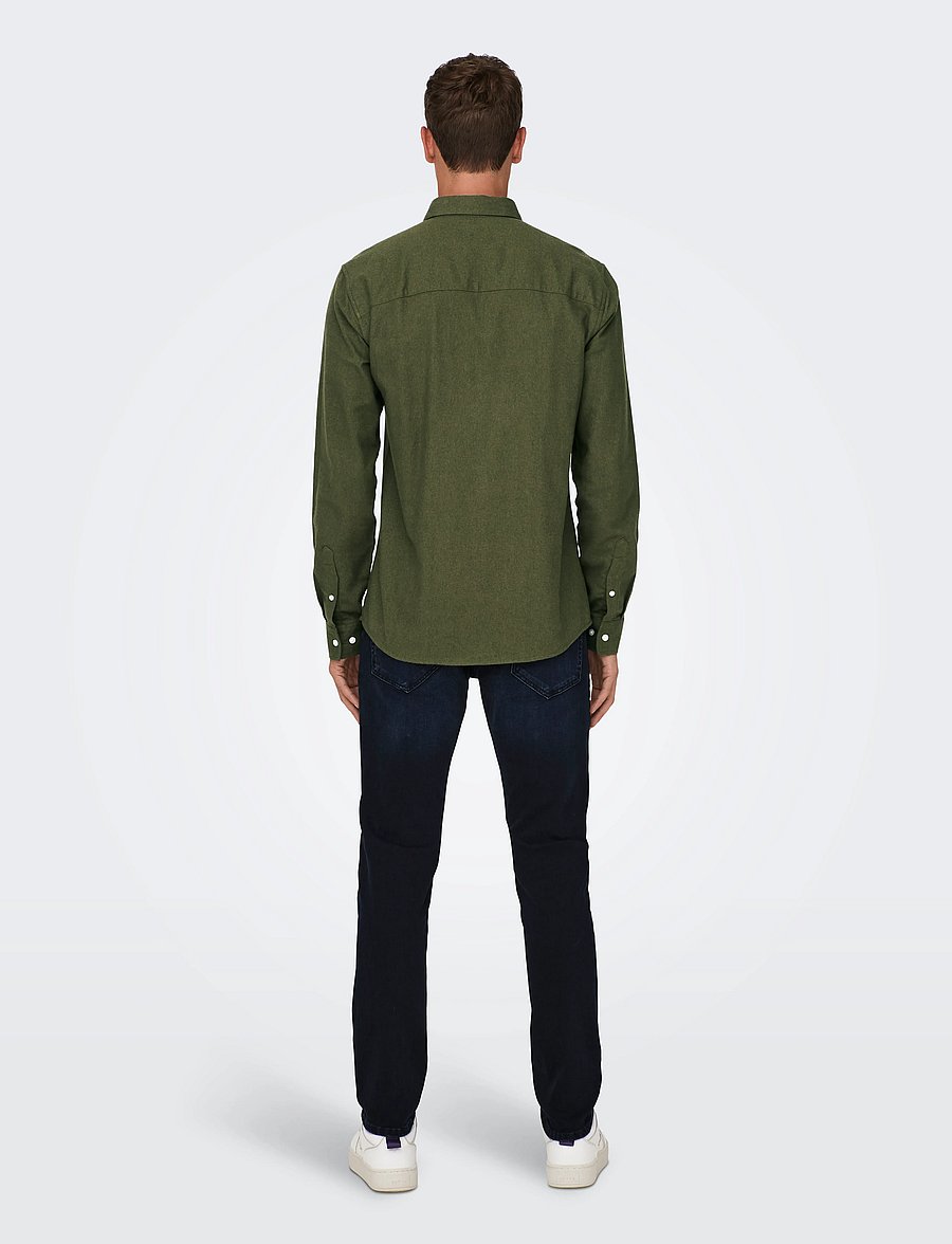 ONLY & SONS - ONSGUDMUND SLIM 1-PKT SOLID SHIRT NOOS - casual hemden - forest night - 3