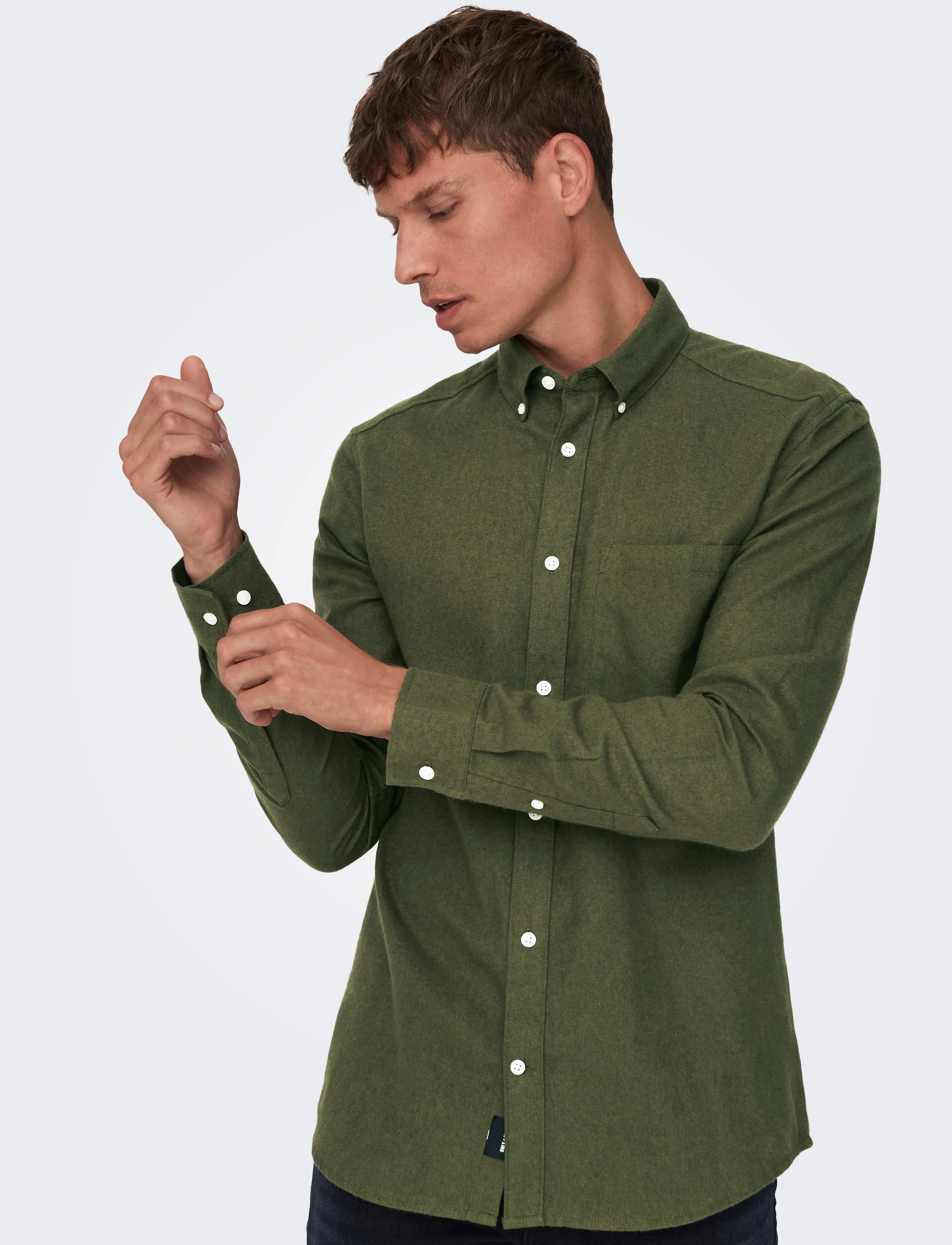 ONLY & SONS - ONSGUDMUND SLIM 1-PKT SOLID SHIRT NOOS - casual hemden - forest night - 4