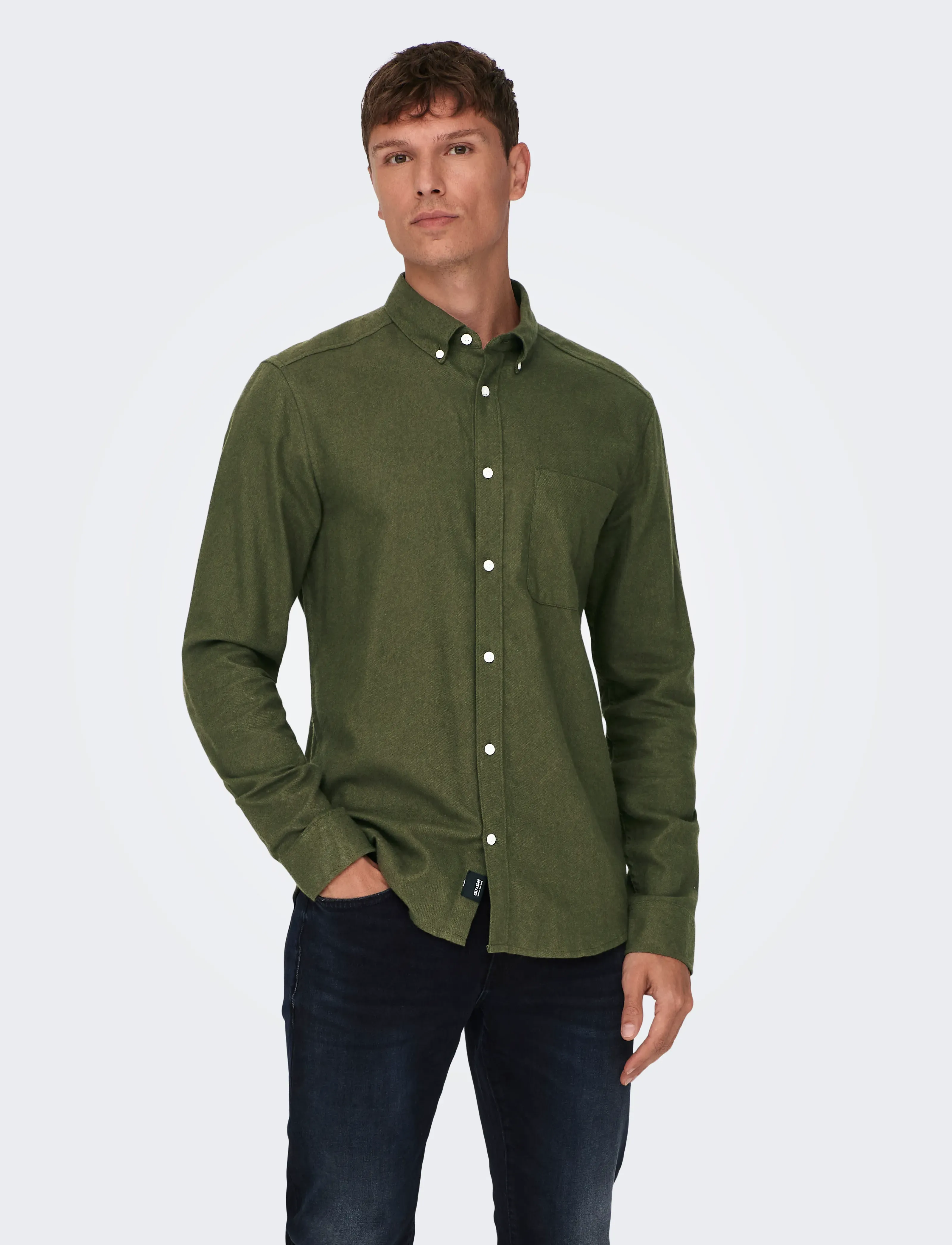ONLY & SONS - ONSGUDMUND SLIM 1-PKT SOLID SHIRT NOOS - casual hemden - forest night - 5