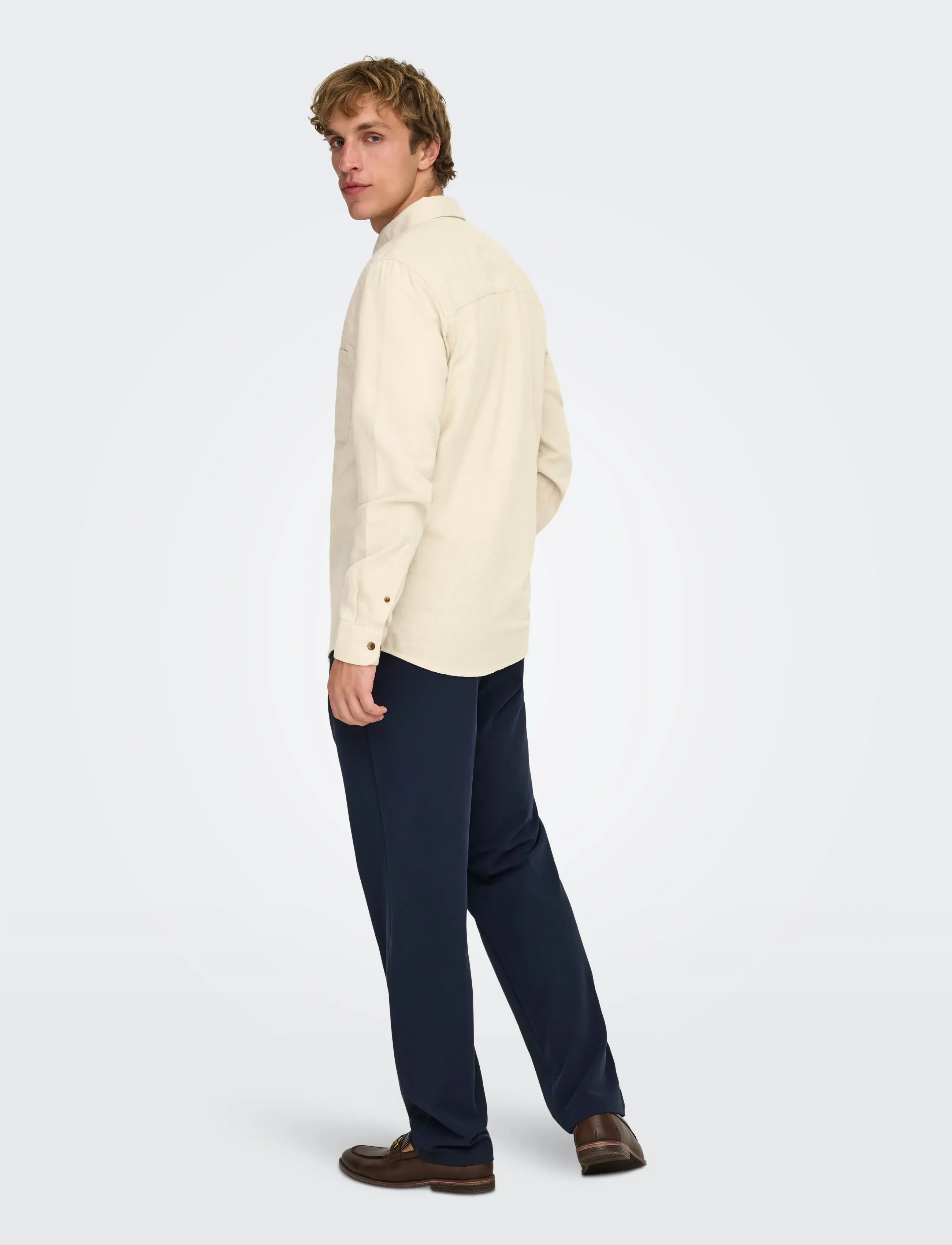 ONLY & SONS - ONSGUDMUND SLIM 1-PKT SOLID SHIRT NOOS - casual skjortor - silver lining - 3