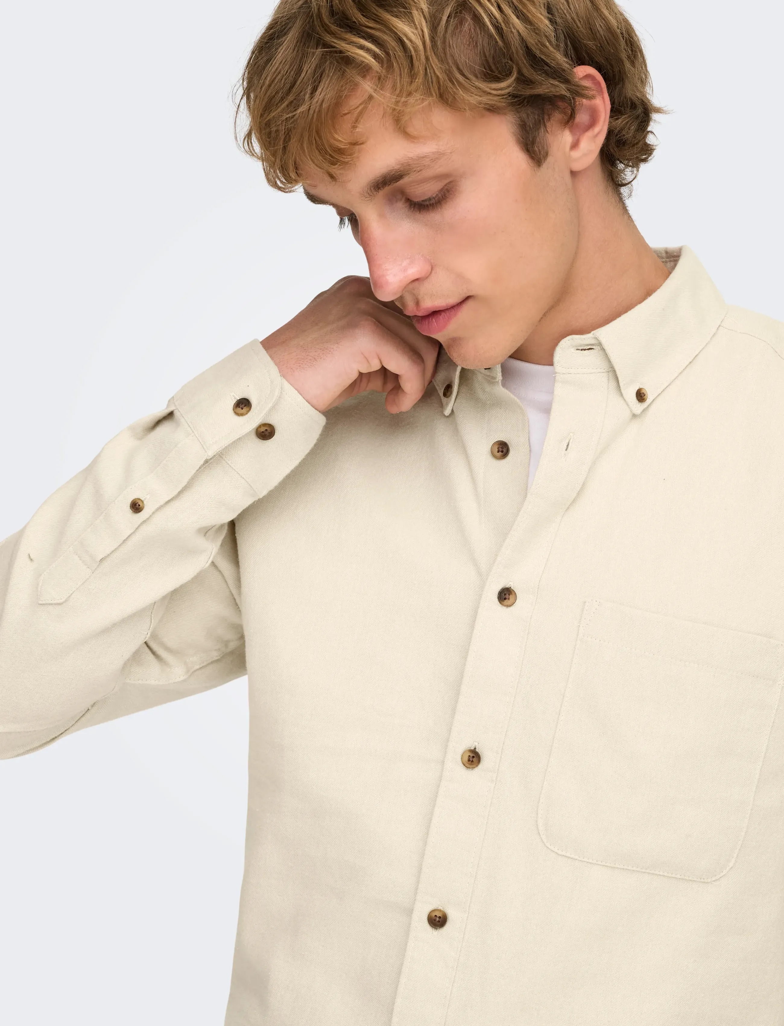 ONLY & SONS - ONSGUDMUND SLIM 1-PKT SOLID SHIRT NOOS - casual skjortor - silver lining - 4